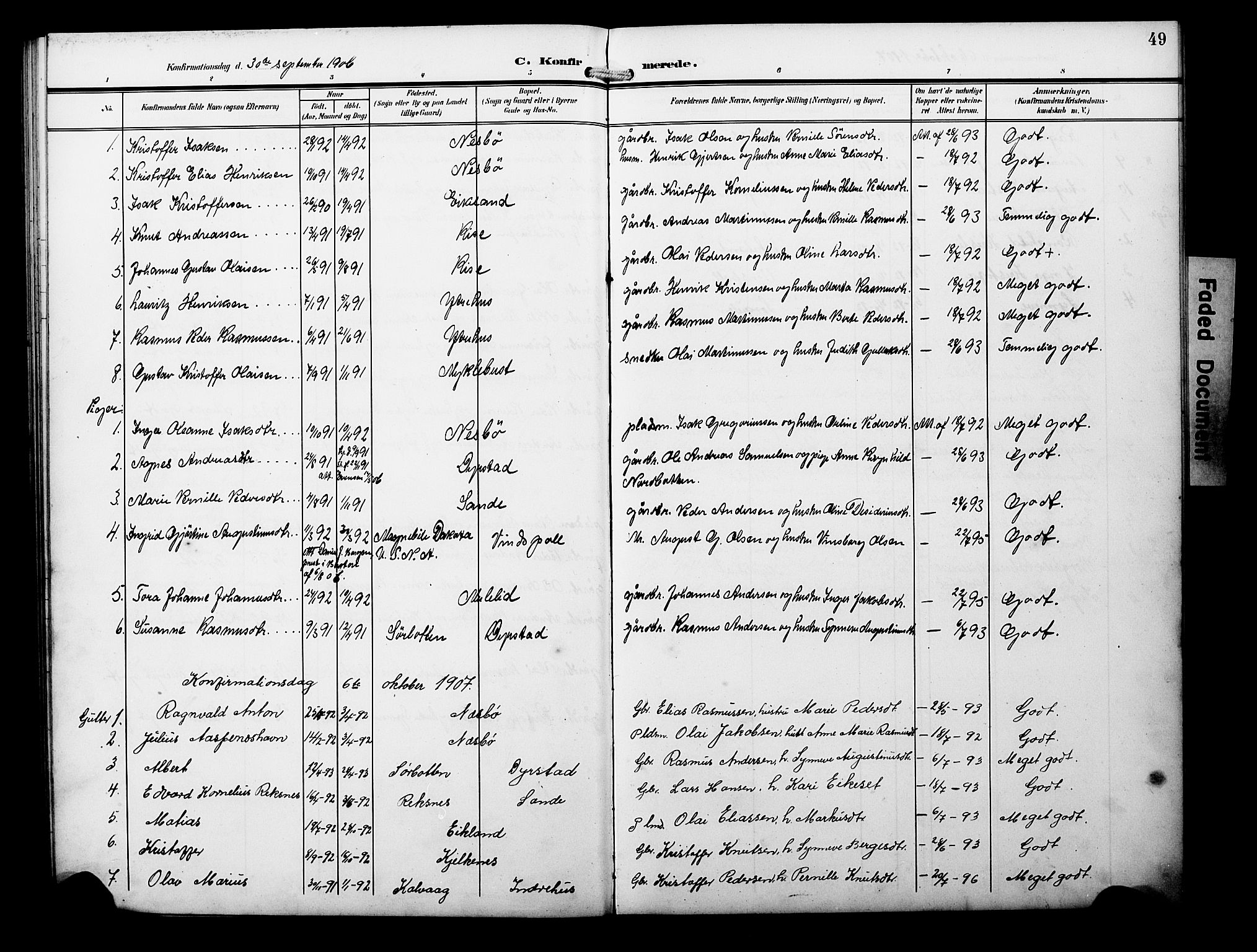 Davik sokneprestembete, AV/SAB-A-79701/H/Hab/Habb/L0001: Parish register (copy) no. B 1, 1903-1928, p. 49