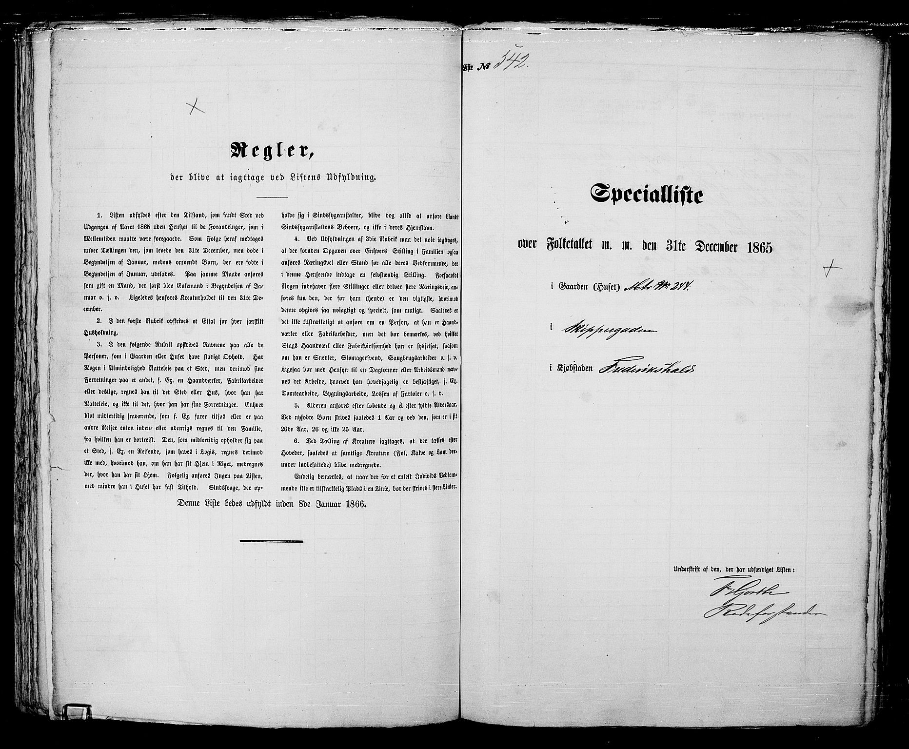 RA, 1865 census for Fredrikshald, 1865, p. 1087