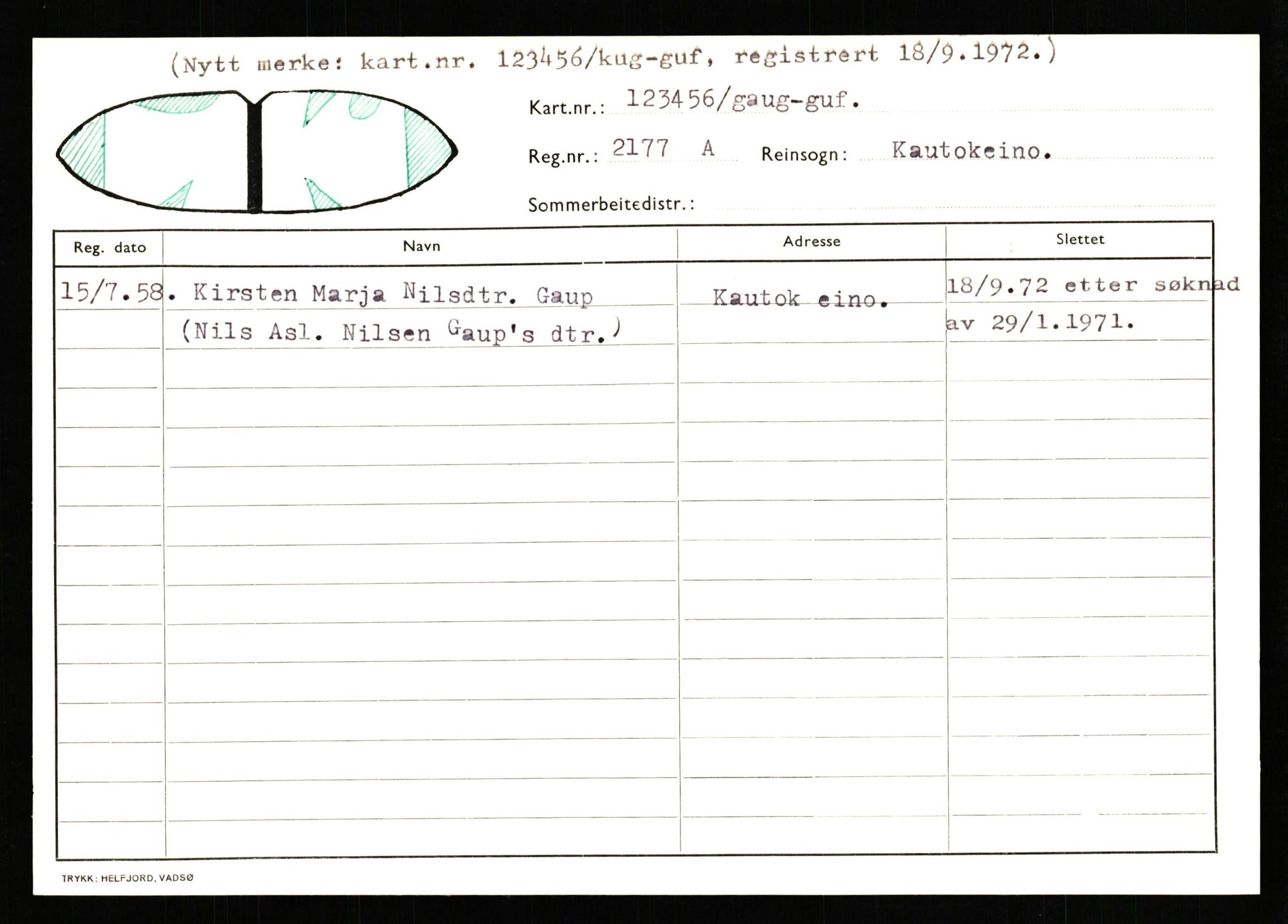 Lappefogden i Finnmark/Reindriftsforvaltningen Øst-Finnmark, AV/SATØ-S-1461/G/Ge/Gea/L0007: Slettede reinmerker: Karasjok, Kautokeino, Polmak og Varanger, 1934-1992, p. 542