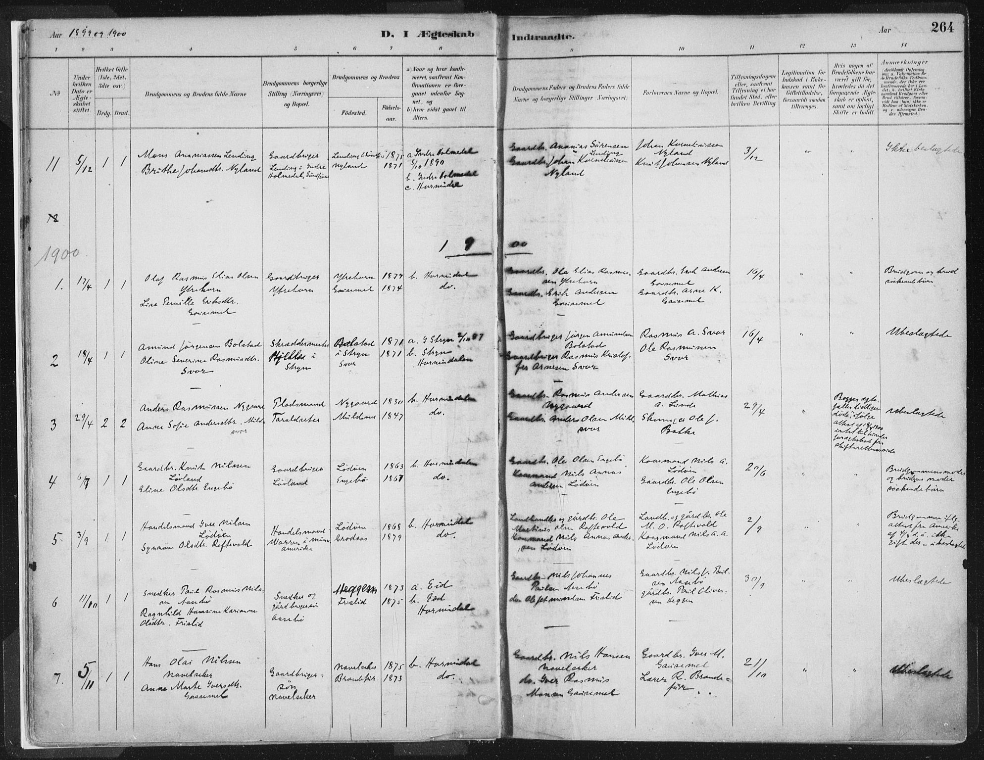 Hornindal sokneprestembete, SAB/A-82401/H/Haa/Haaa/L0003/0002: Parish register (official) no. A 3B, 1885-1917, p. 264