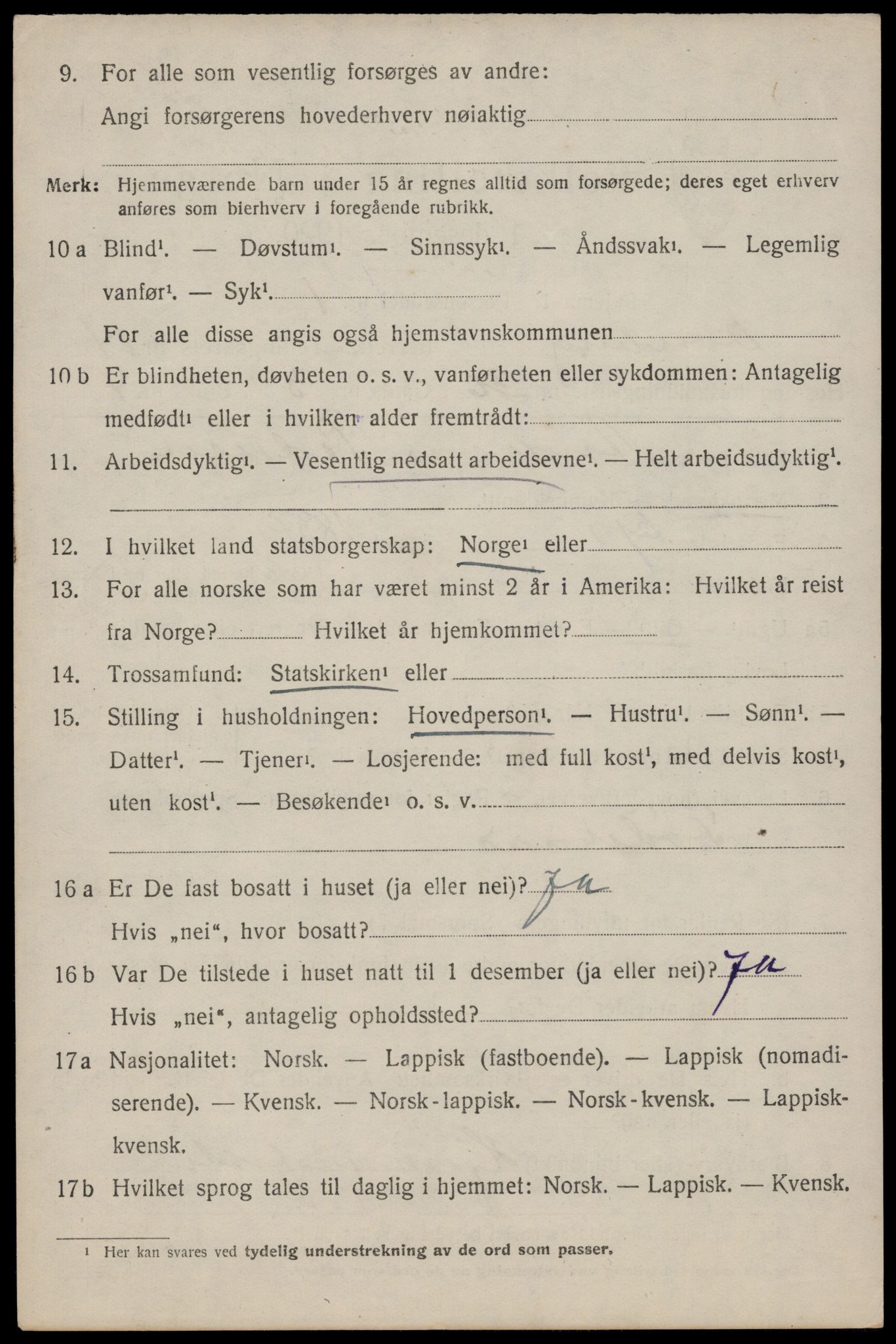 SAT, 1920 census for Dverberg, 1920, p. 10989