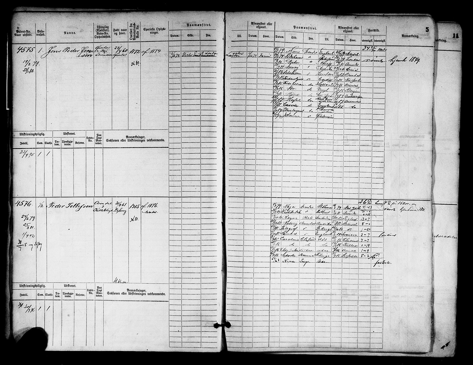 Arendal mønstringskrets, AV/SAK-2031-0012/F/Fb/L0016: Hovedrulle nr 4569-5322, S-14, 1879-1900, p. 6