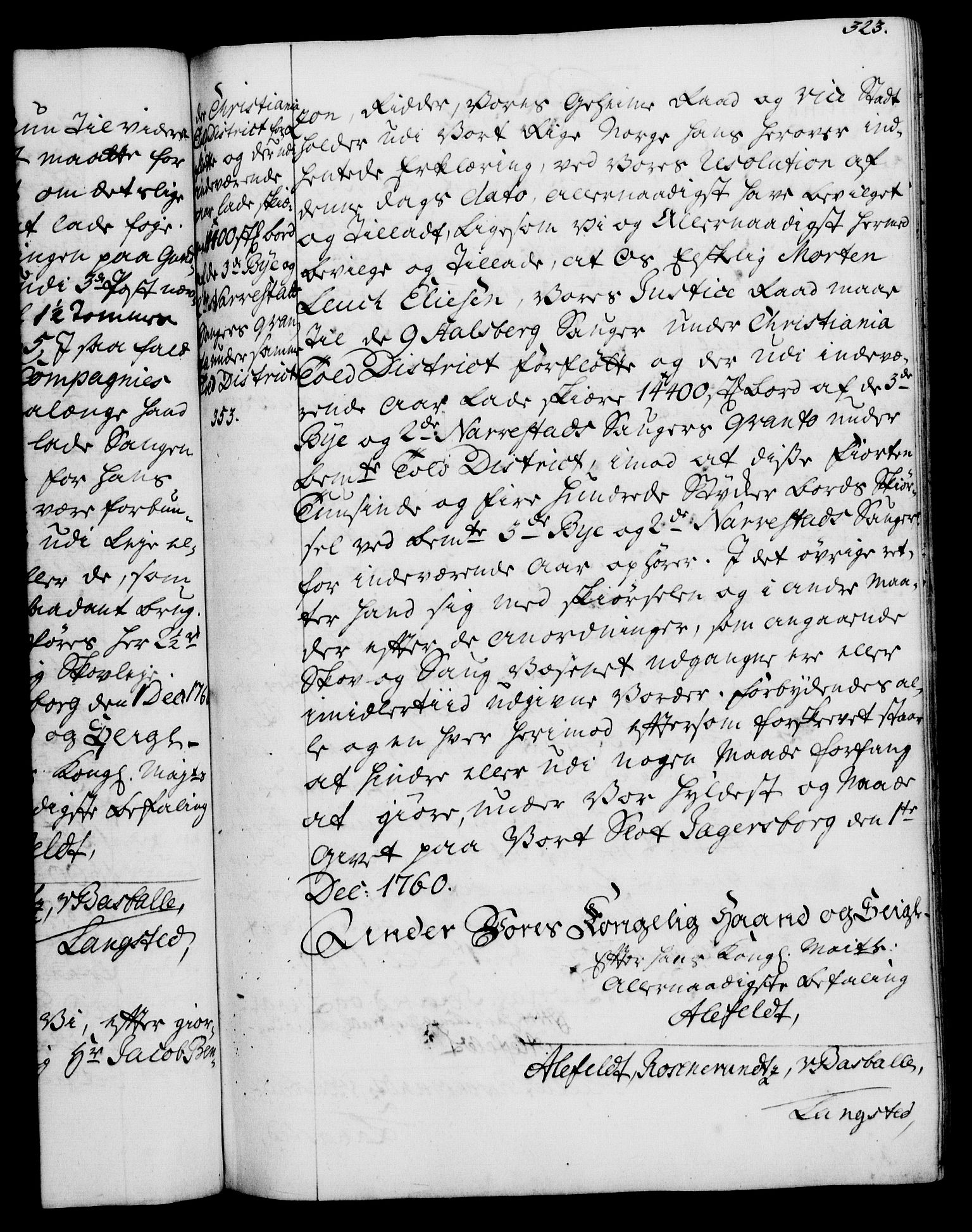 Rentekammeret, Kammerkanselliet, RA/EA-3111/G/Gg/Gga/L0007: Norsk ekspedisjonsprotokoll med register (merket RK 53.7), 1759-1768, p. 323