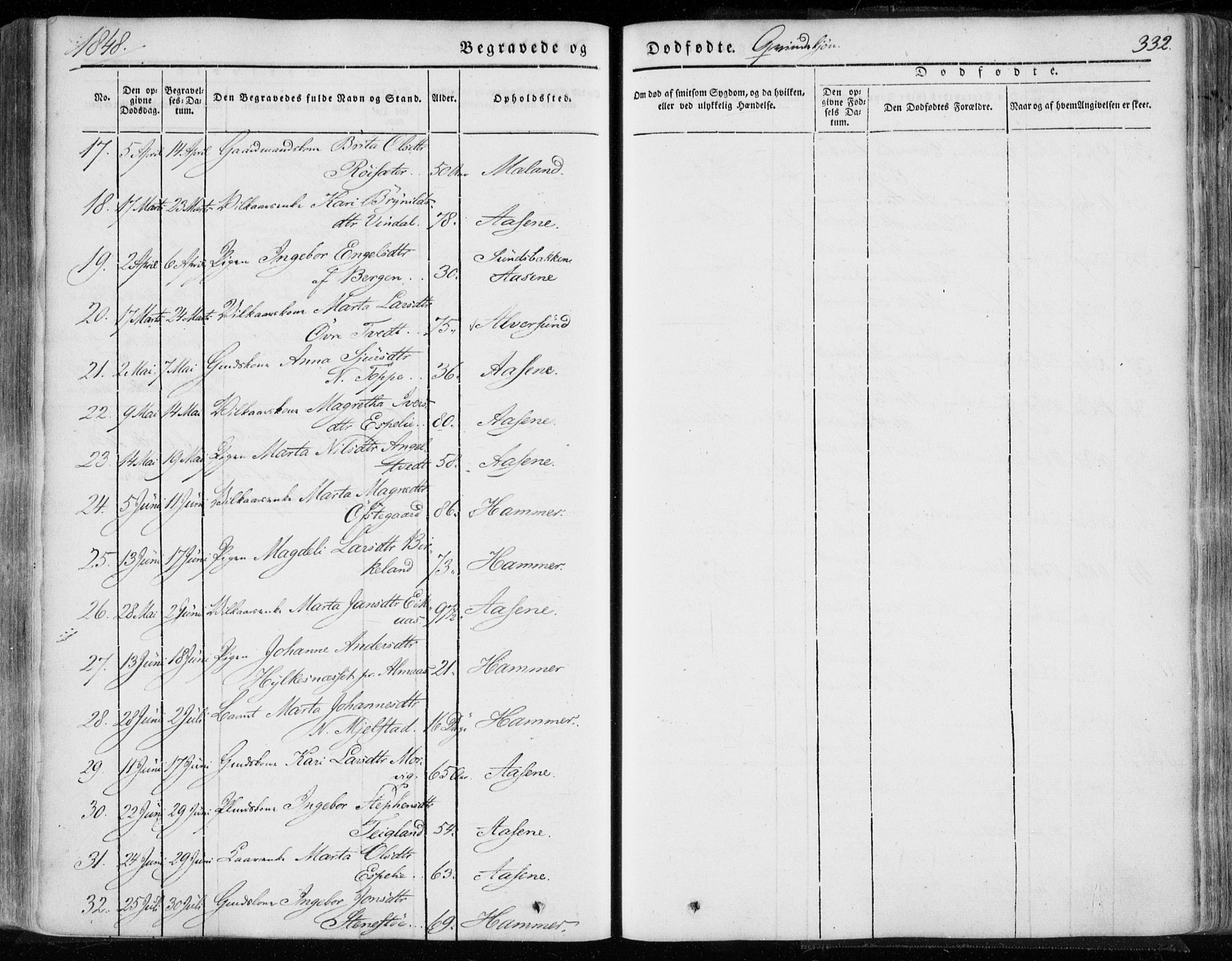 Hamre sokneprestembete, AV/SAB-A-75501/H/Ha/Haa/Haaa/L0013: Parish register (official) no. A 13, 1846-1857, p. 332