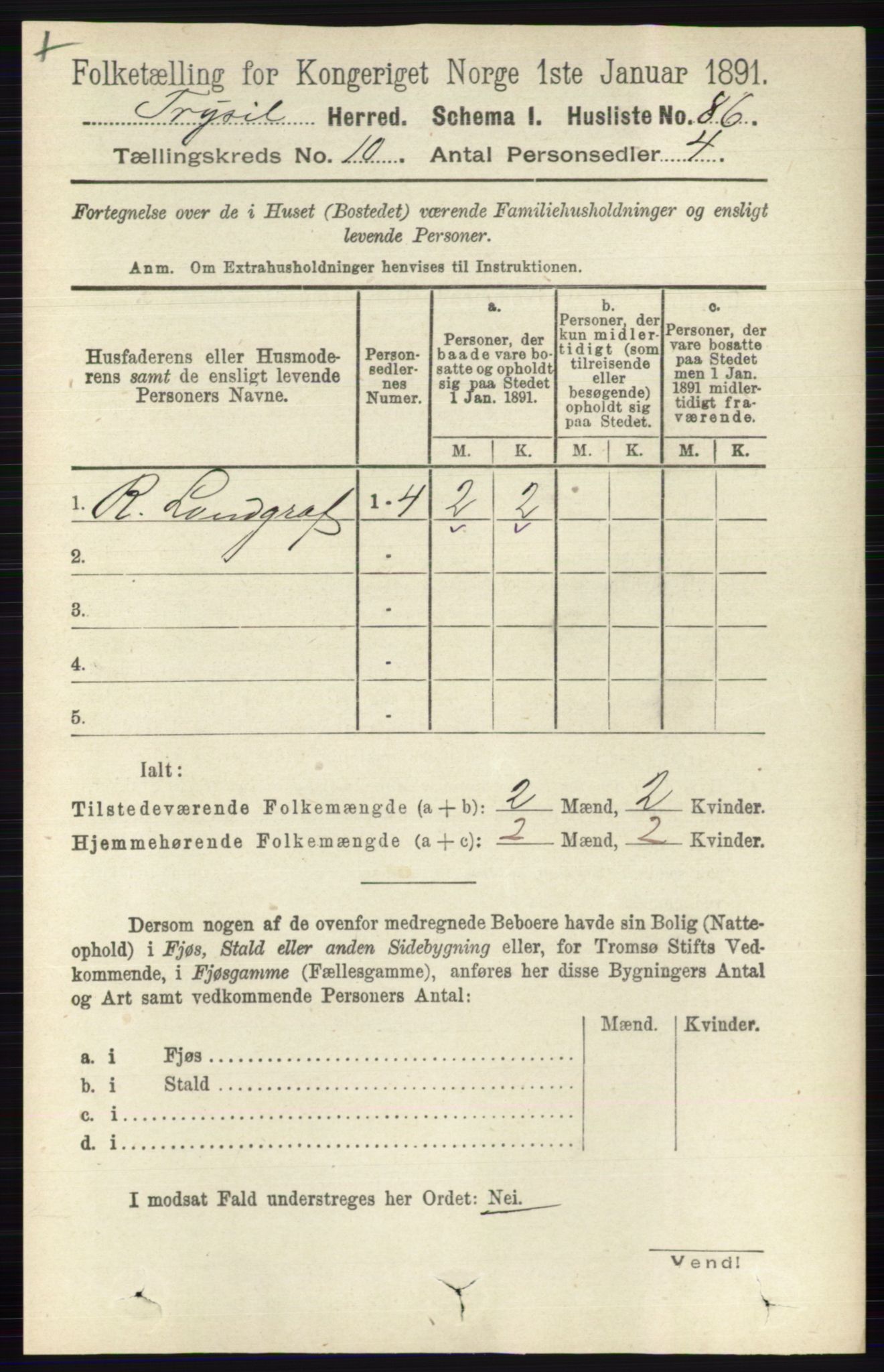 RA, 1891 census for 0428 Trysil, 1891, p. 4848