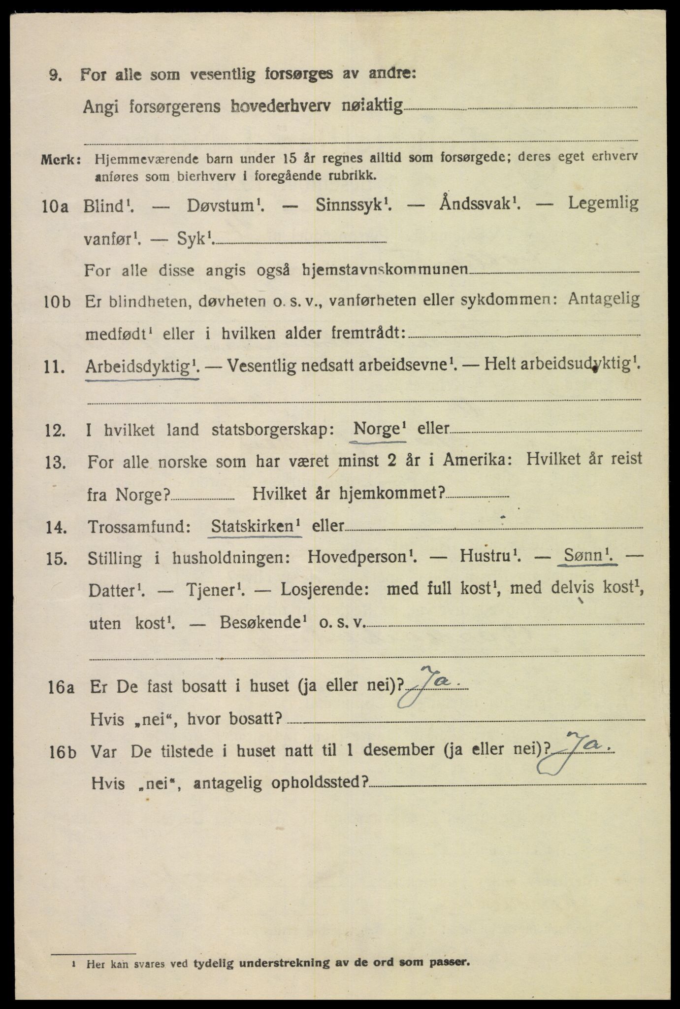 SAK, 1920 census for Fjotland, 1920, p. 2227