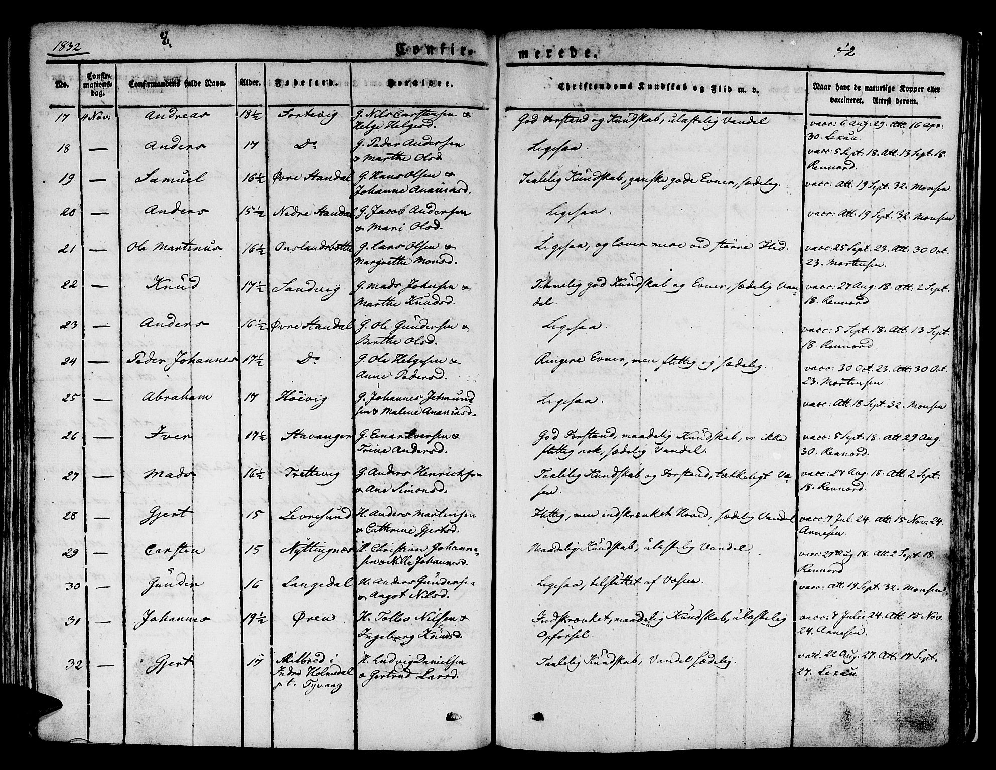 Kinn sokneprestembete, AV/SAB-A-80801/H/Haa/Haaa/L0004/0001: Parish register (official) no. A 4I, 1822-1840, p. 42