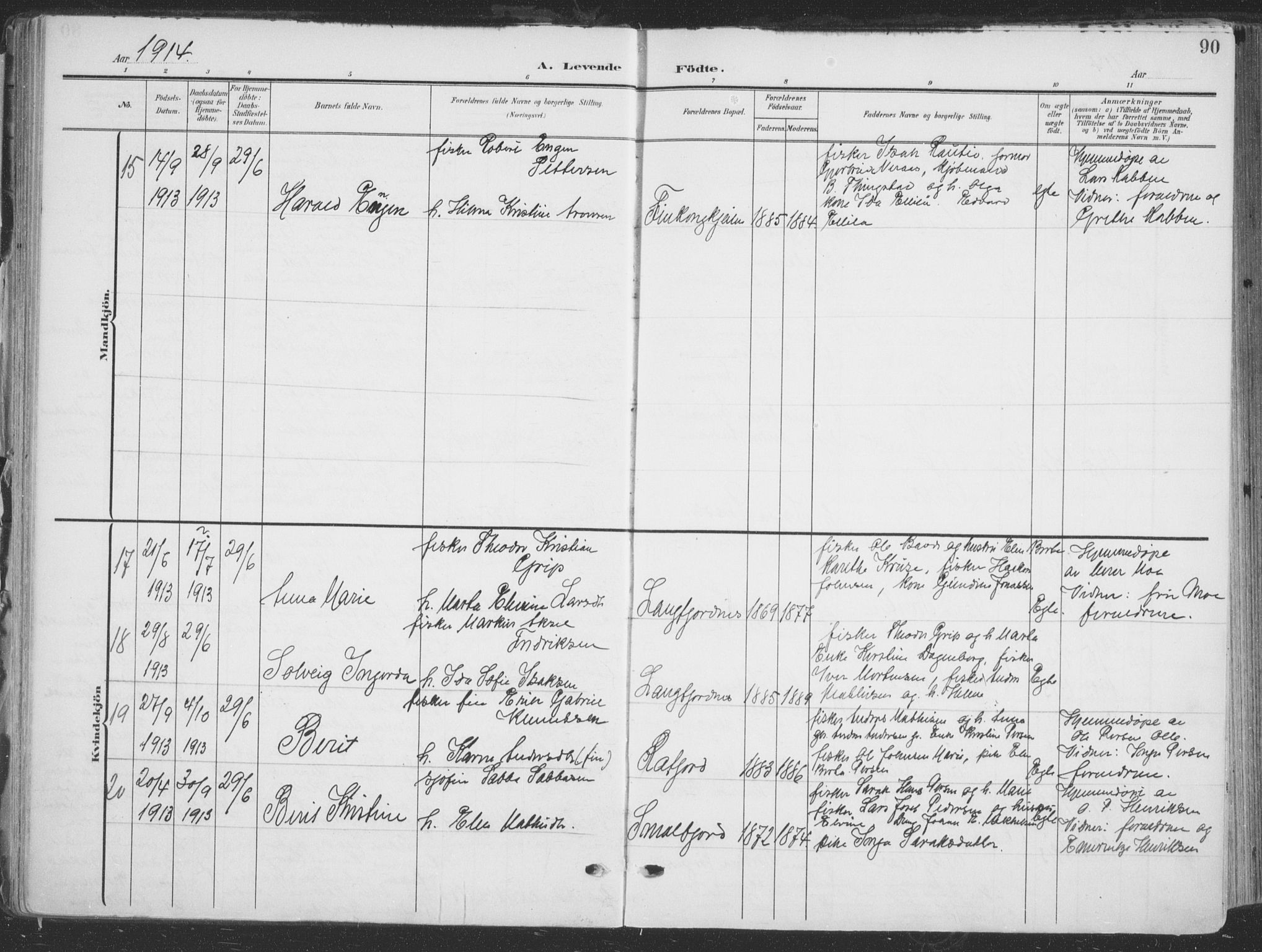 Tana sokneprestkontor, AV/SATØ-S-1334/H/Ha/L0007kirke: Parish register (official) no. 7, 1904-1918, p. 90