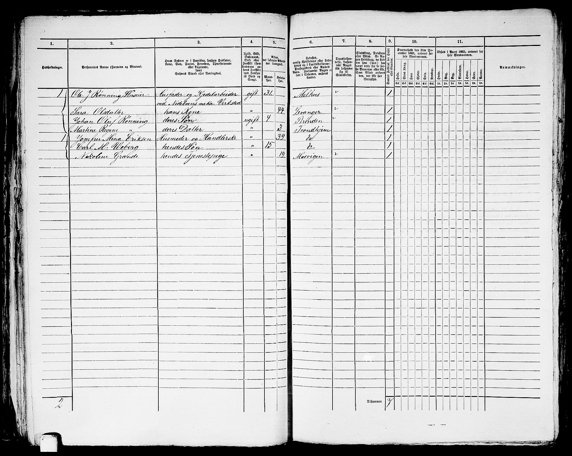 RA, 1865 census for Trondheim, 1865, p. 2702