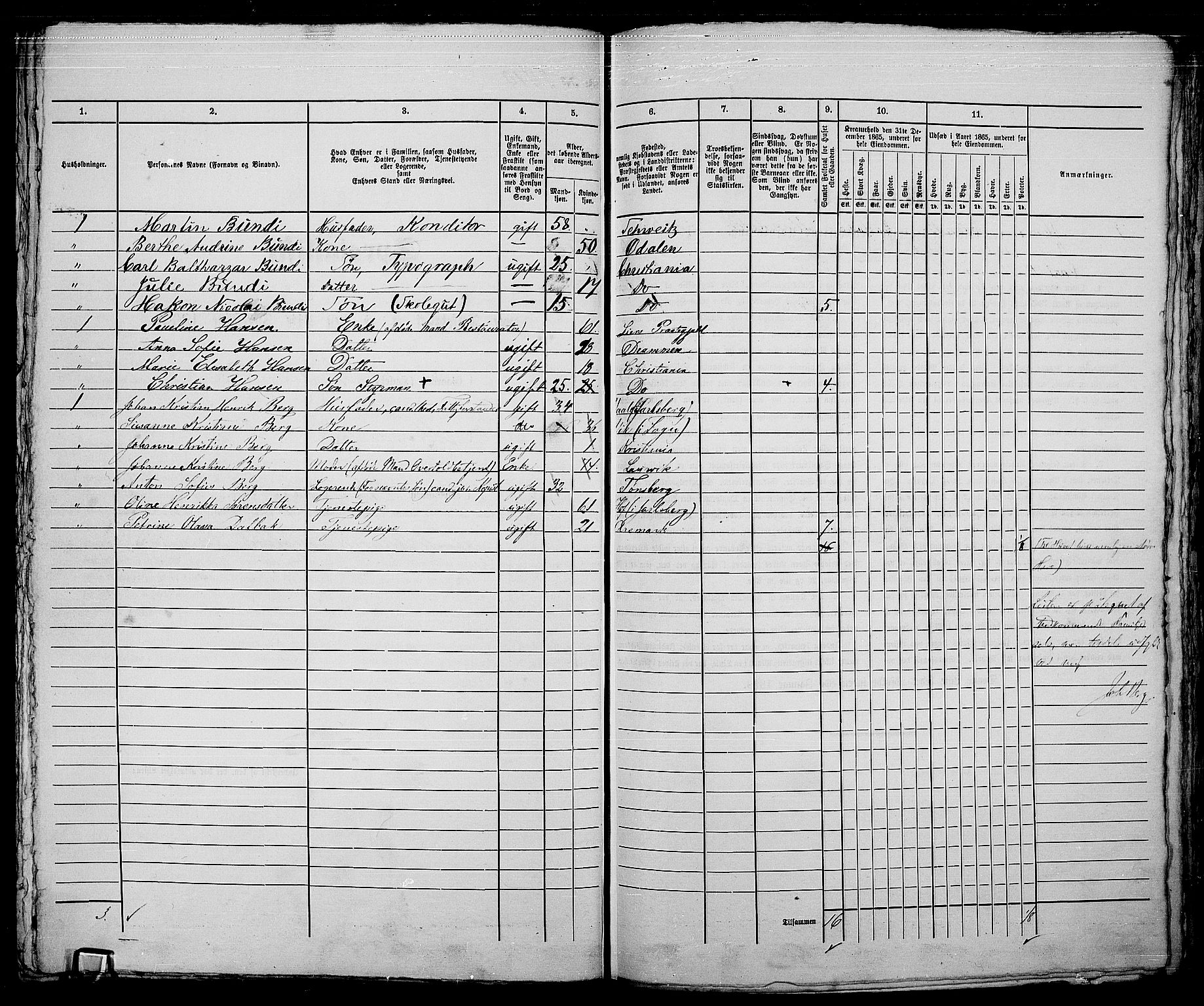 RA, 1865 census for Kristiania, 1865, p. 5373