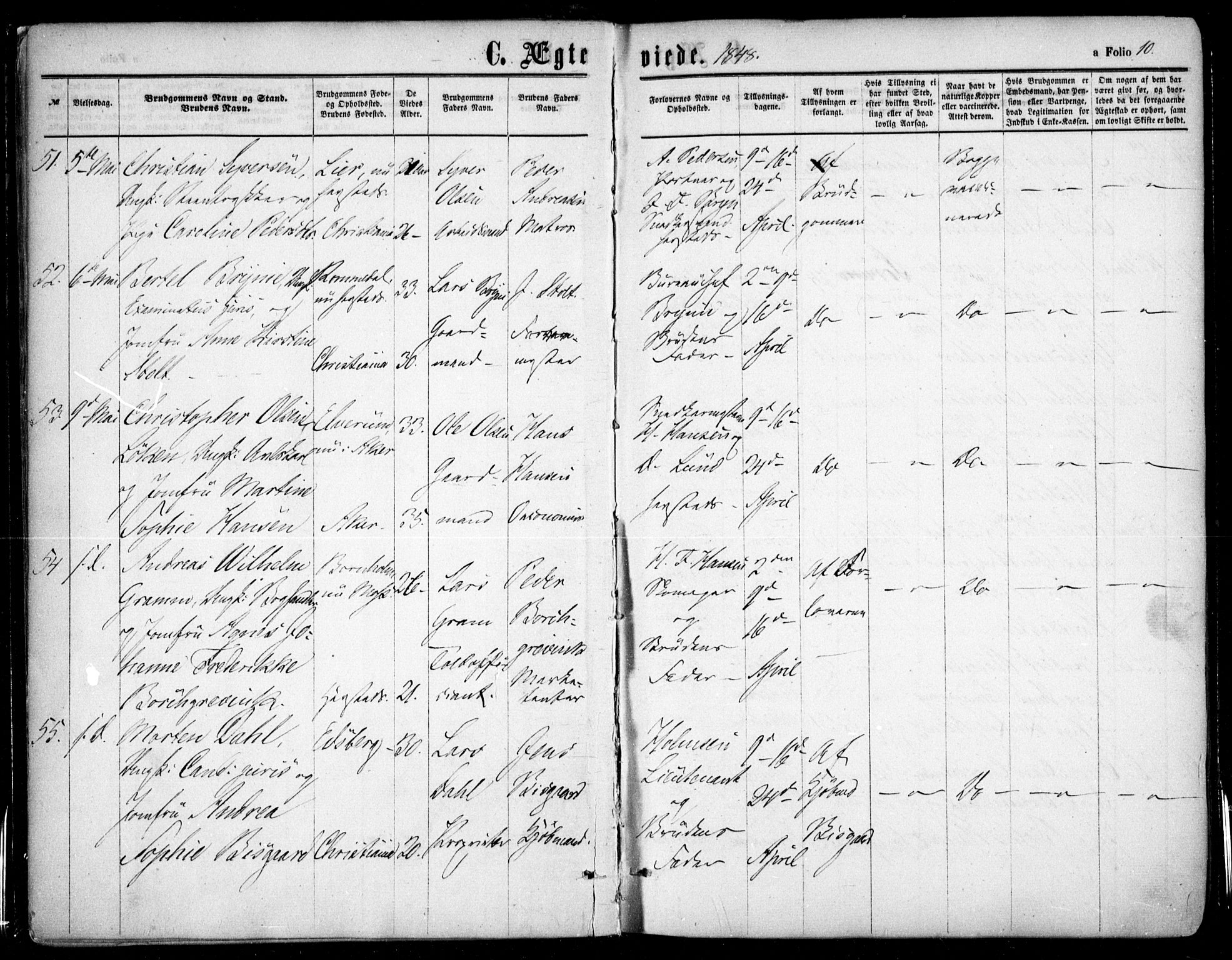 Oslo domkirke Kirkebøker, SAO/A-10752/F/Fa/L0020: Parish register (official) no. 20, 1848-1865, p. 10