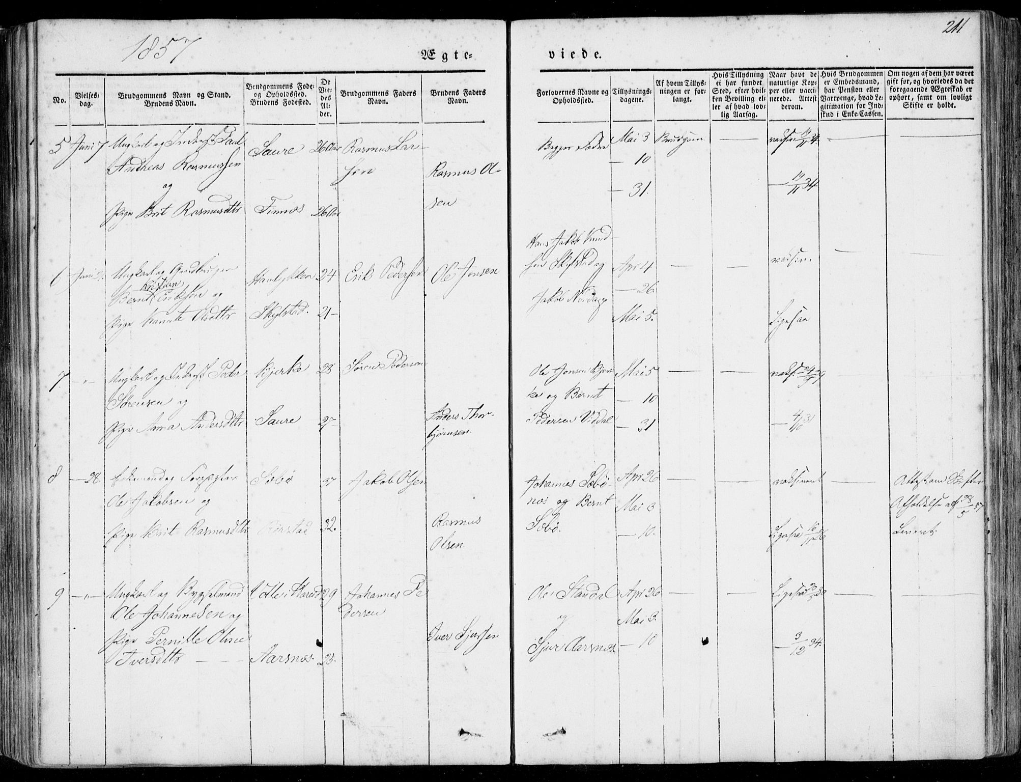 Ministerialprotokoller, klokkerbøker og fødselsregistre - Møre og Romsdal, AV/SAT-A-1454/515/L0209: Parish register (official) no. 515A05, 1847-1868, p. 211