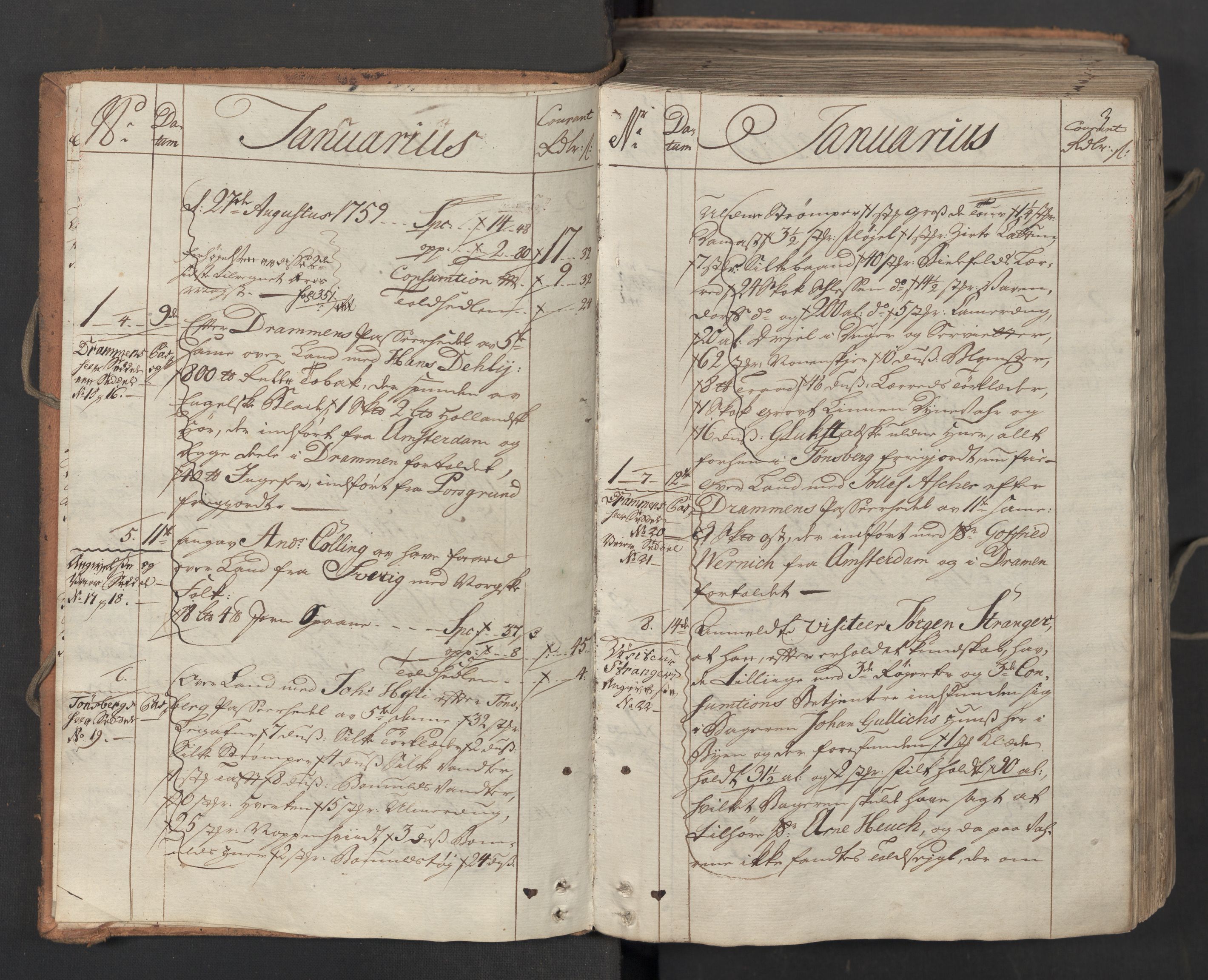 Generaltollkammeret, tollregnskaper, AV/RA-EA-5490/R06/L0071/0001: Tollregnskaper Kristiania / Inngående hovedtollbok, 1764