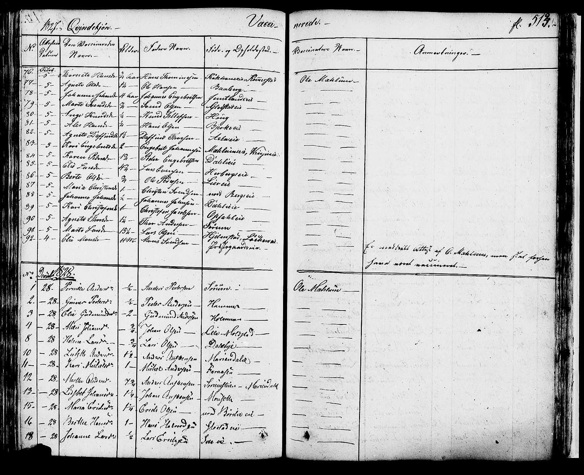 Ringsaker prestekontor, SAH/PREST-014/K/Ka/L0007: Parish register (official) no. 7B, 1826-1837, p. 513