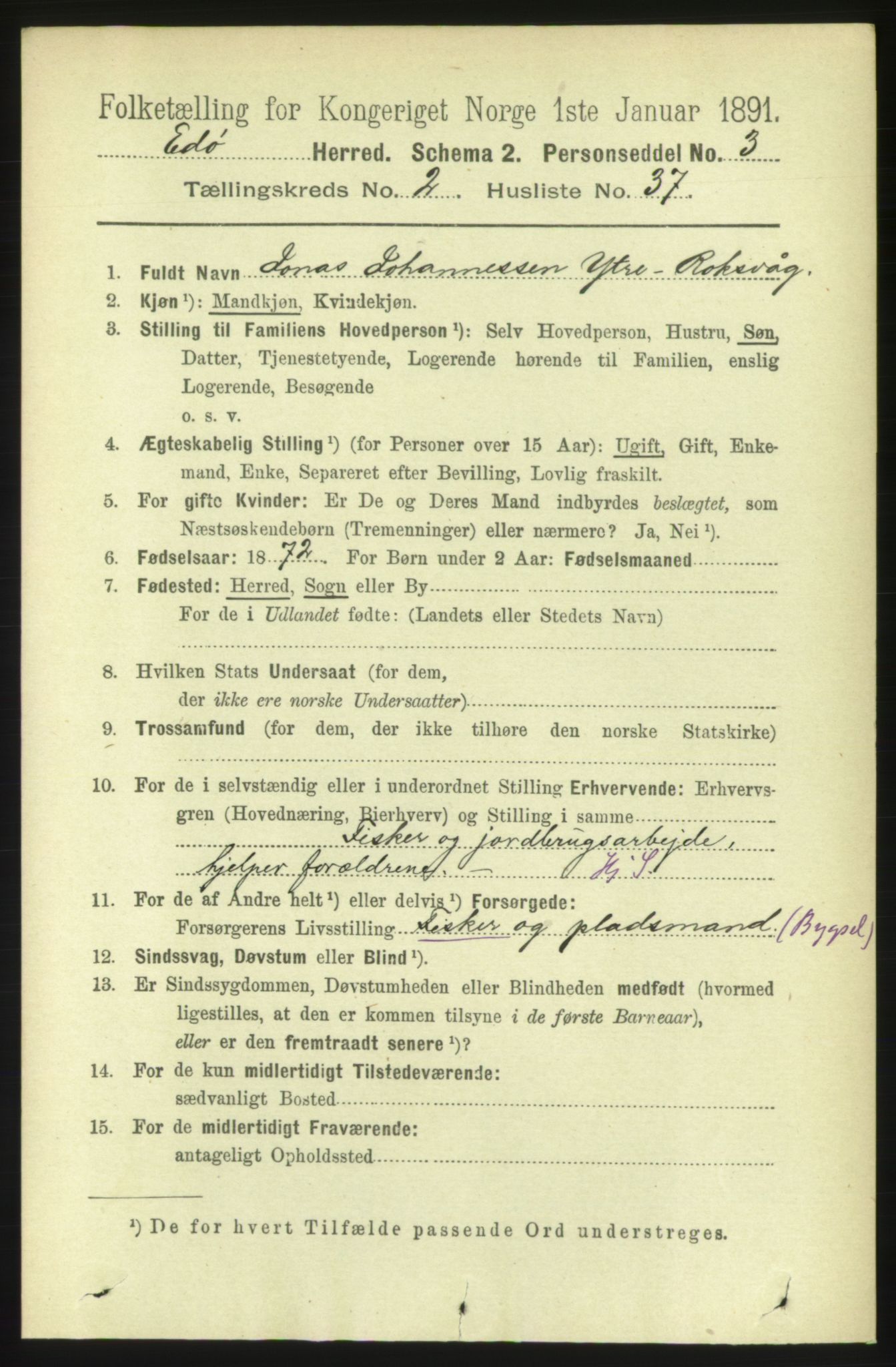 RA, 1891 census for 1573 Edøy, 1891, p. 609