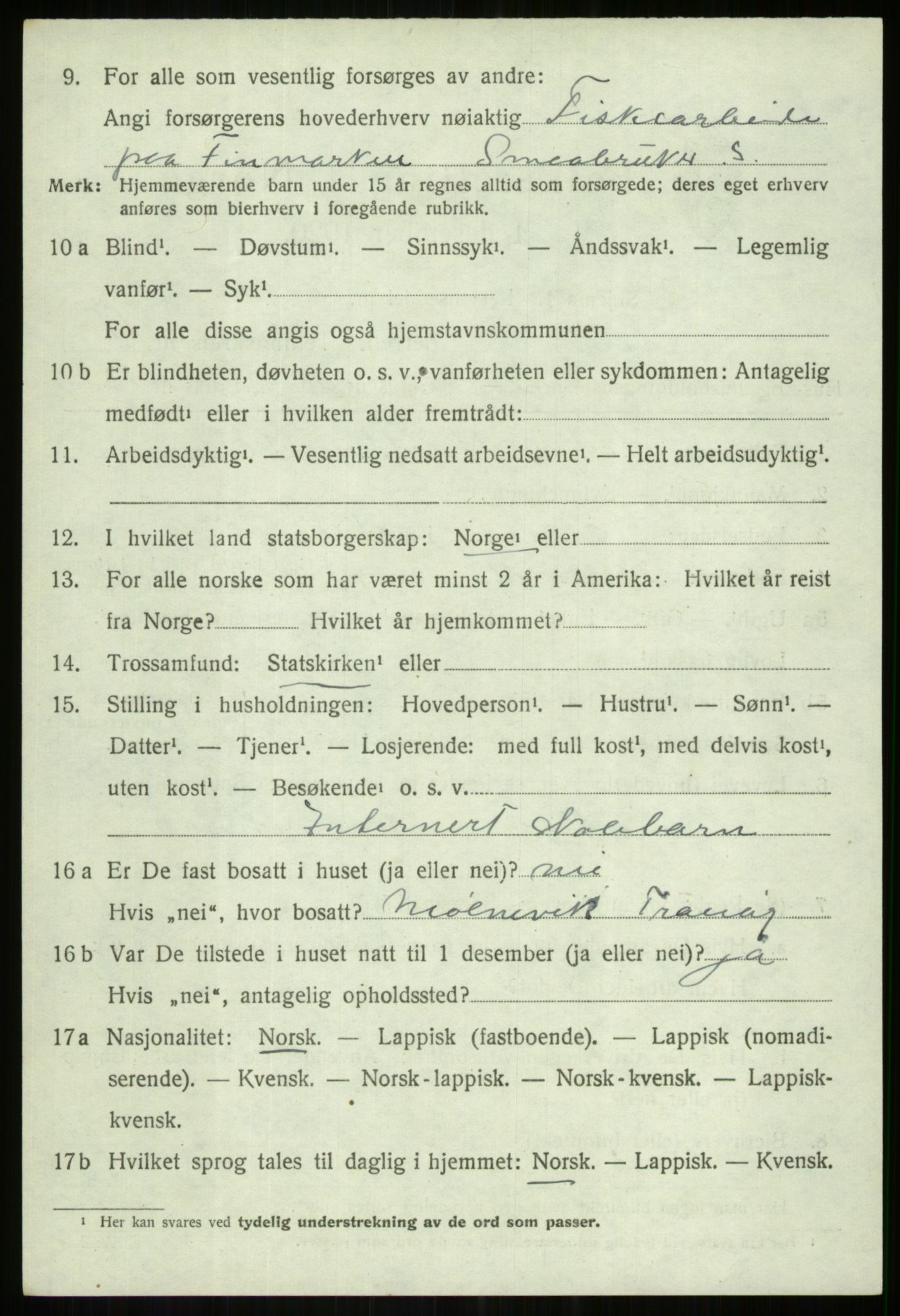 SATØ, 1920 census for Tranøy, 1920, p. 2338