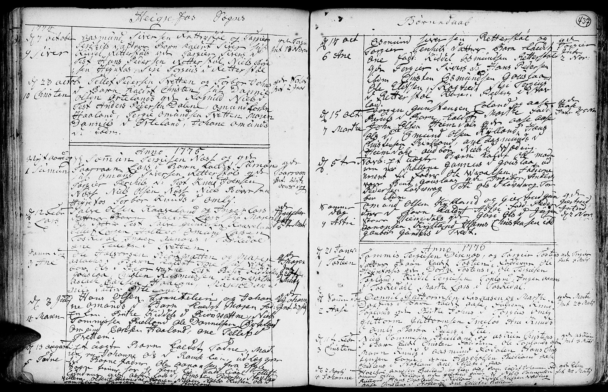Hommedal sokneprestkontor, AV/SAK-1111-0023/F/Fa/Fab/L0002: Parish register (official) no. A 2 /3, 1740-1821, p. 437