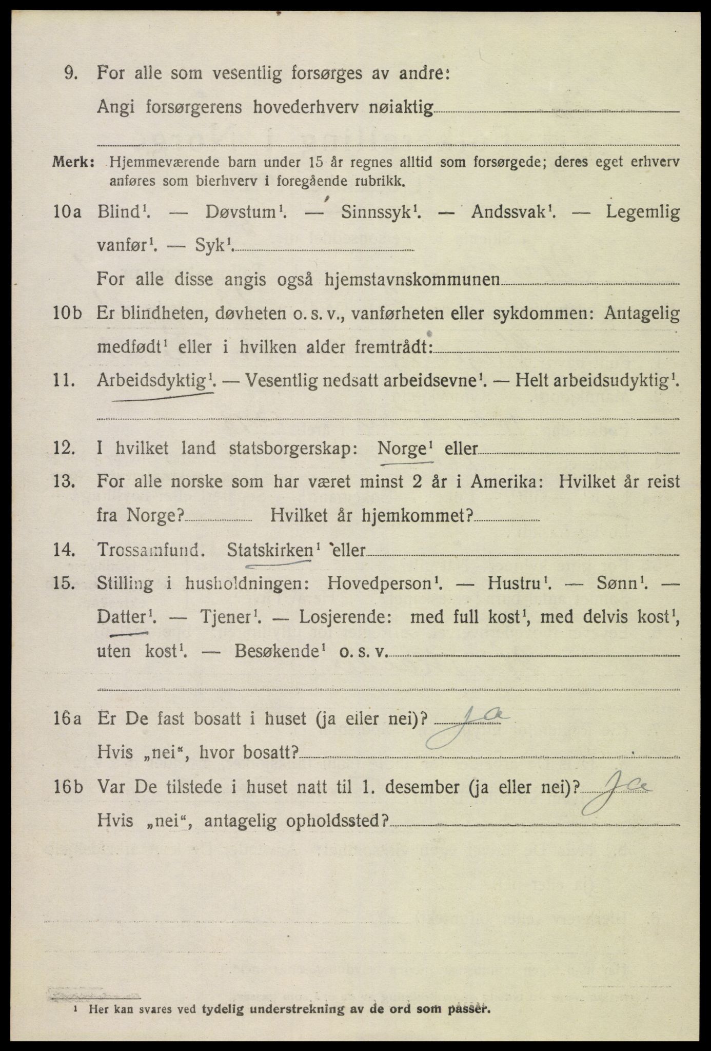 SAK, 1920 census for Hornnes, 1920, p. 2210