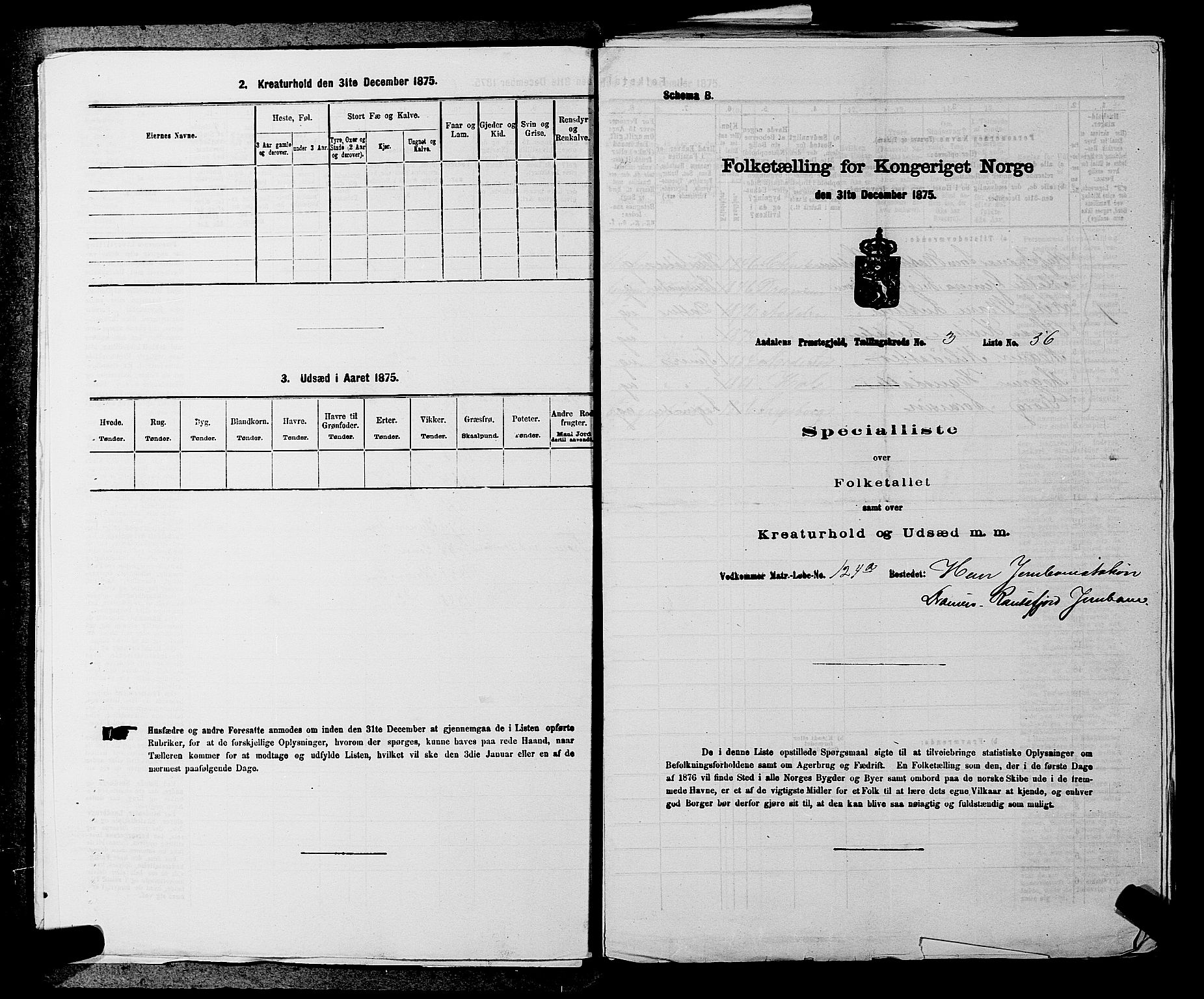 SAKO, 1875 census for 0614P Ådal, 1875, p. 467