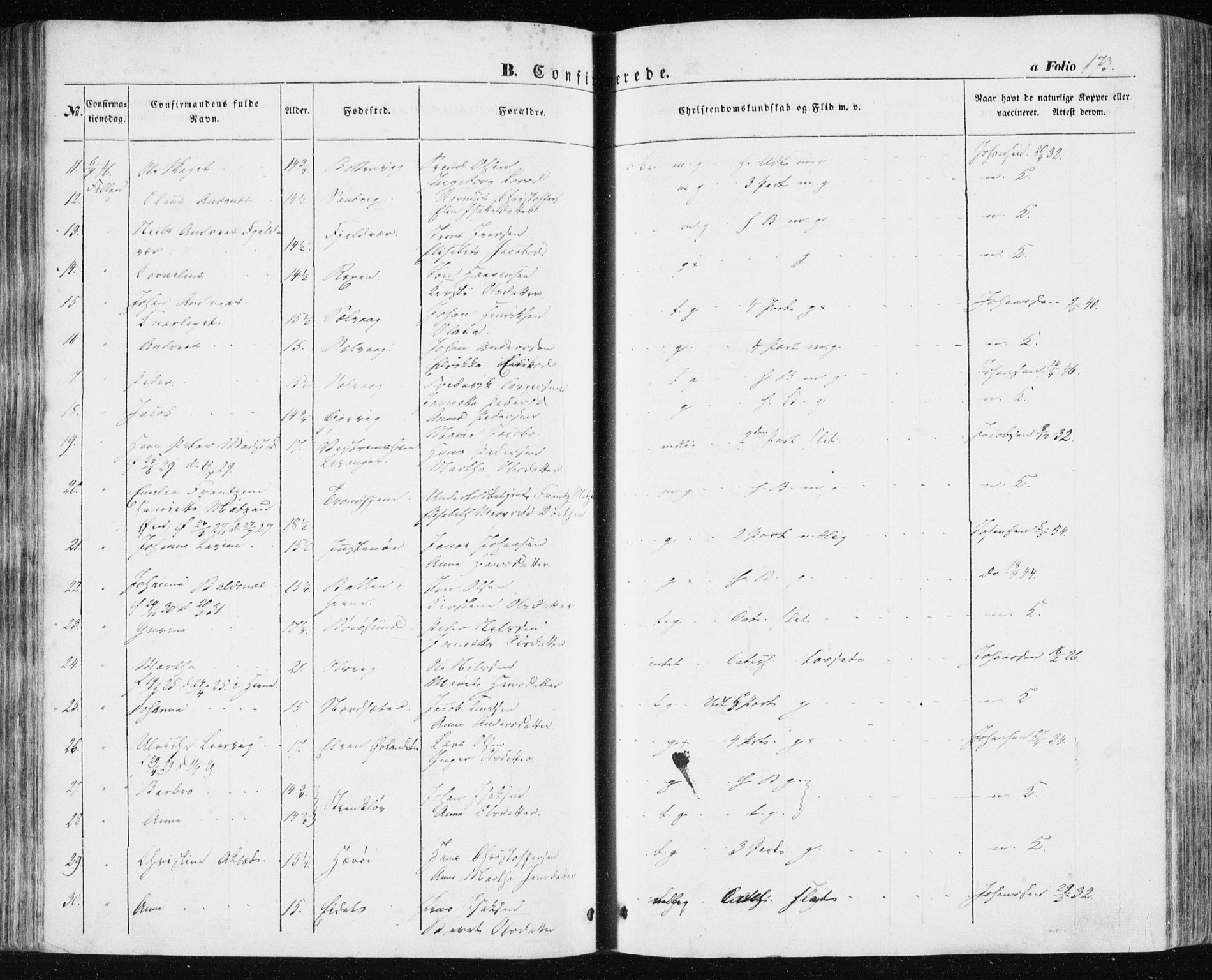 Ministerialprotokoller, klokkerbøker og fødselsregistre - Sør-Trøndelag, AV/SAT-A-1456/634/L0529: Parish register (official) no. 634A05, 1843-1851, p. 173