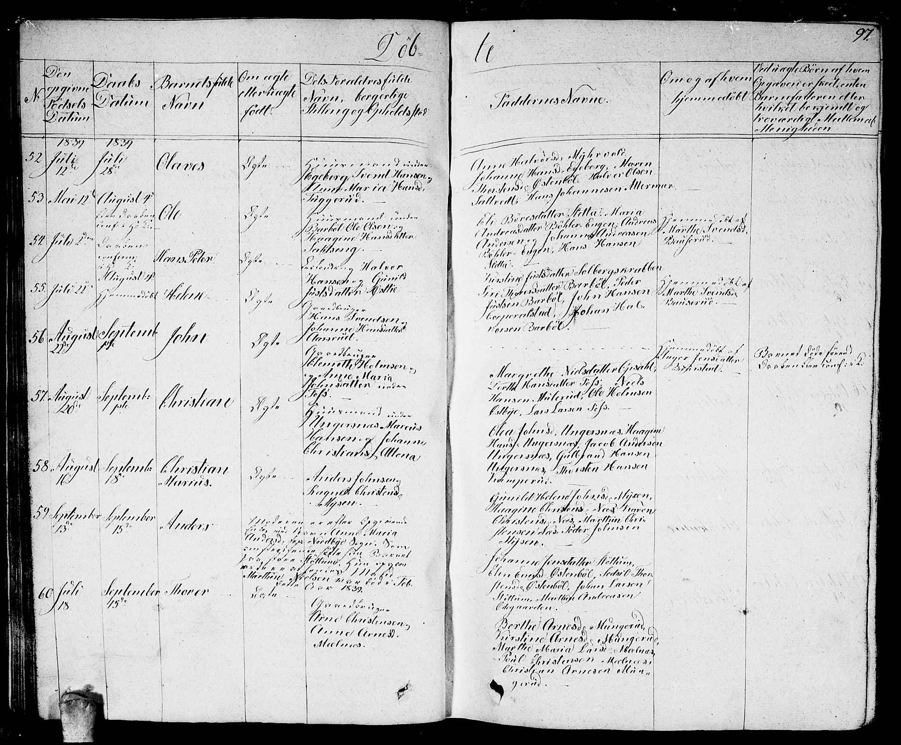 Enebakk prestekontor Kirkebøker, AV/SAO-A-10171c/G/Ga/L0003: Parish register (copy) no. I 3, 1833-1849, p. 97