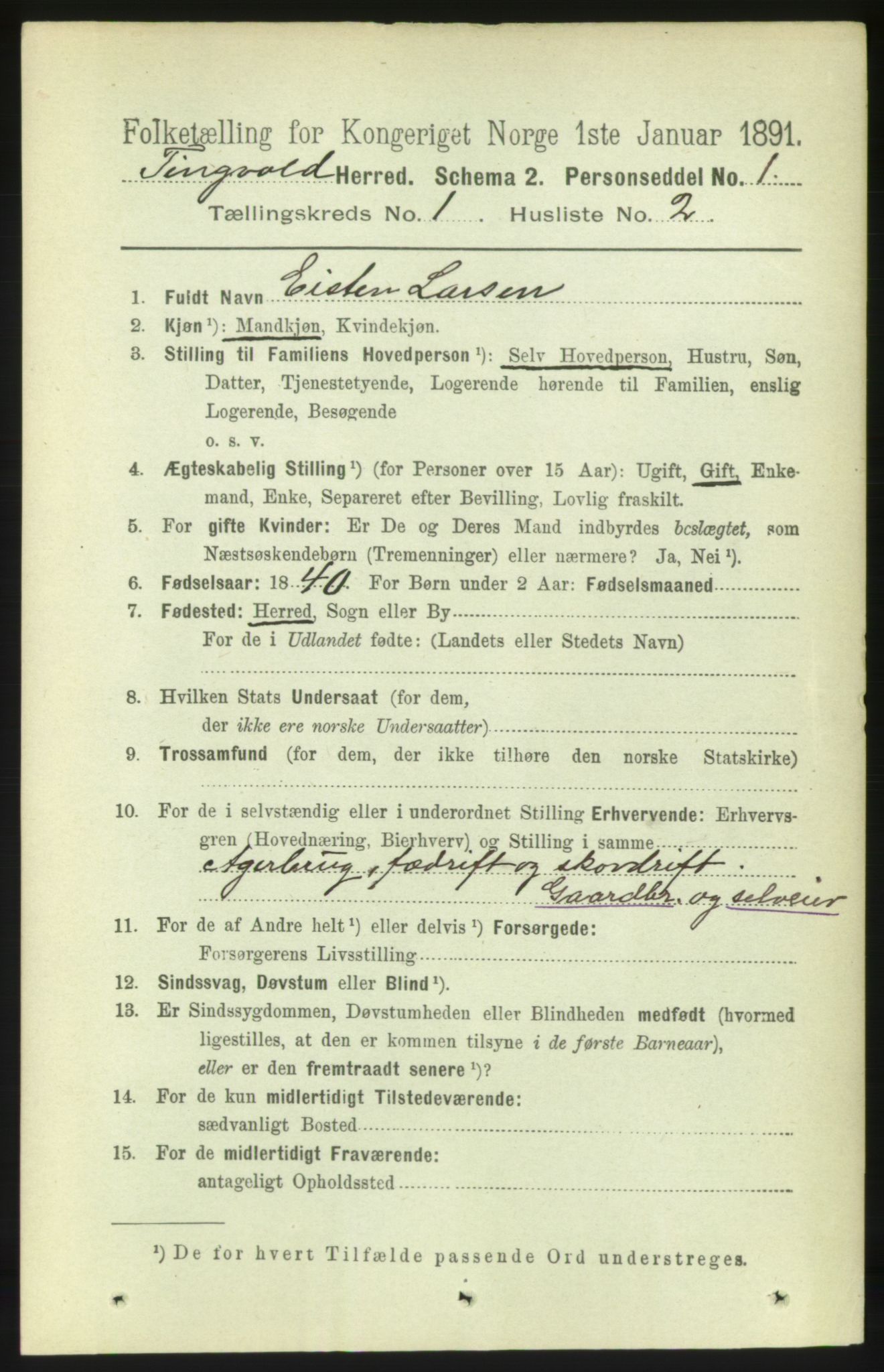 RA, 1891 census for 1560 Tingvoll, 1891, p. 85