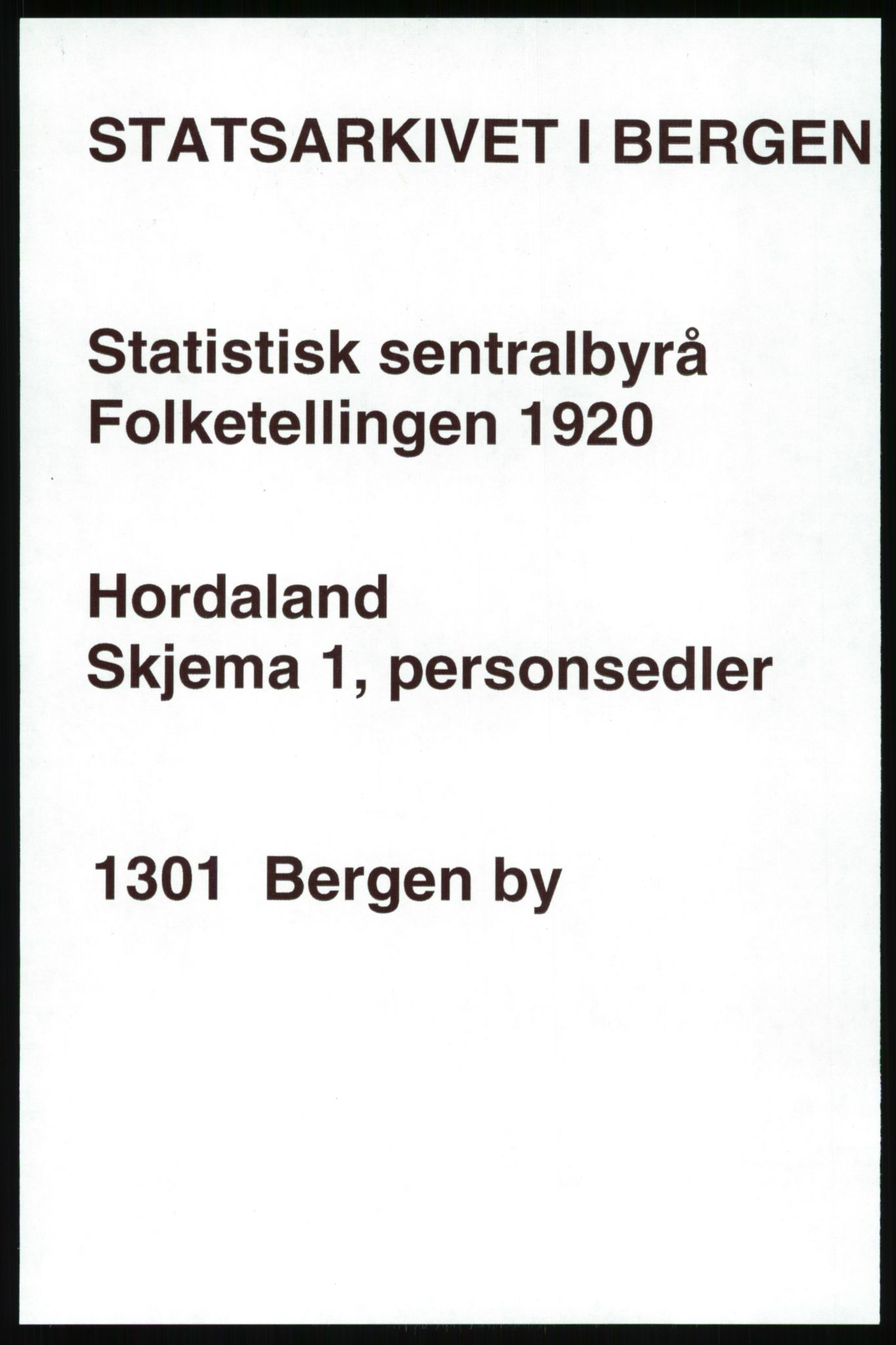 SAB, 1920 census for Bergen, 1920, p. 172076