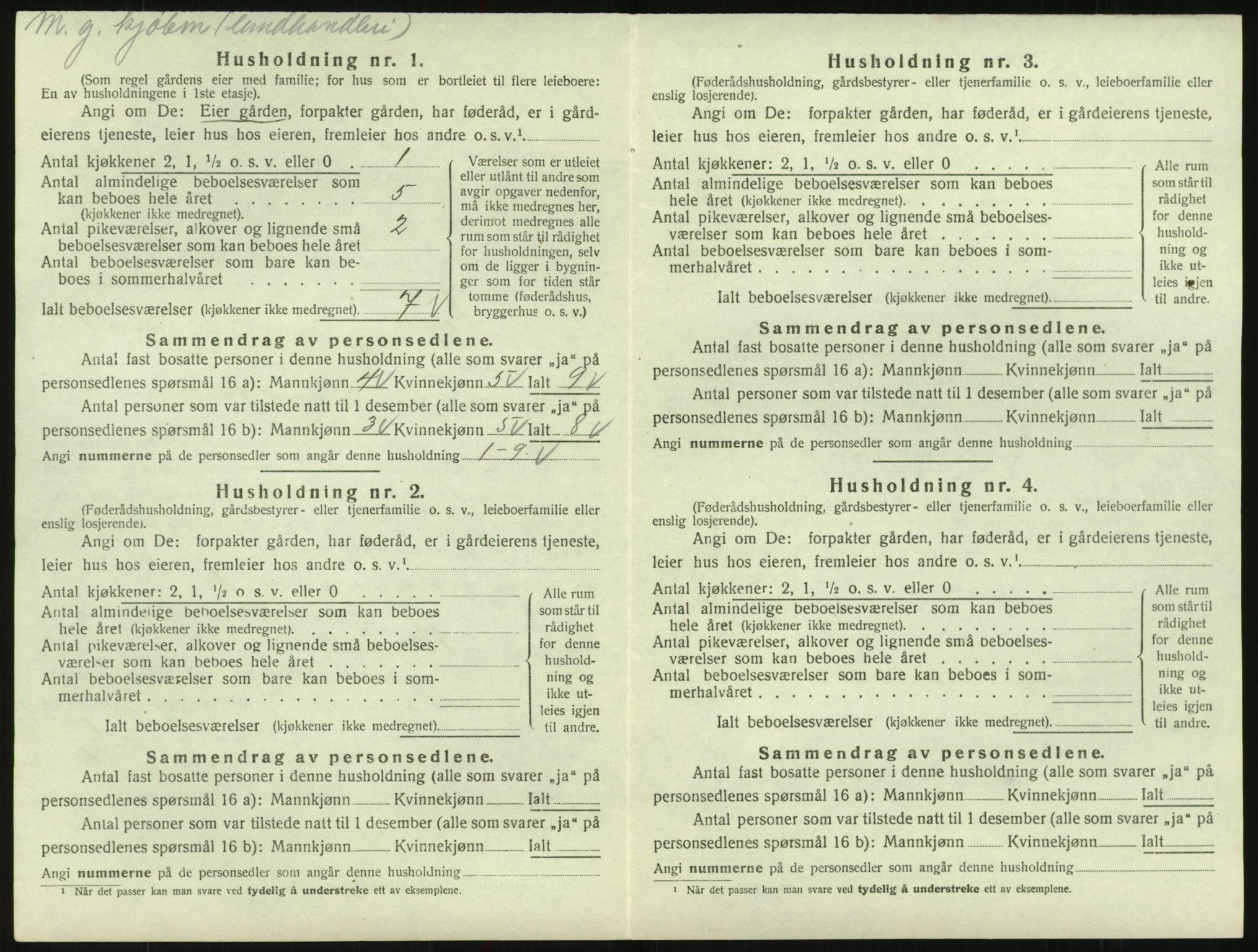 SAK, 1920 census for Evje, 1920, p. 429