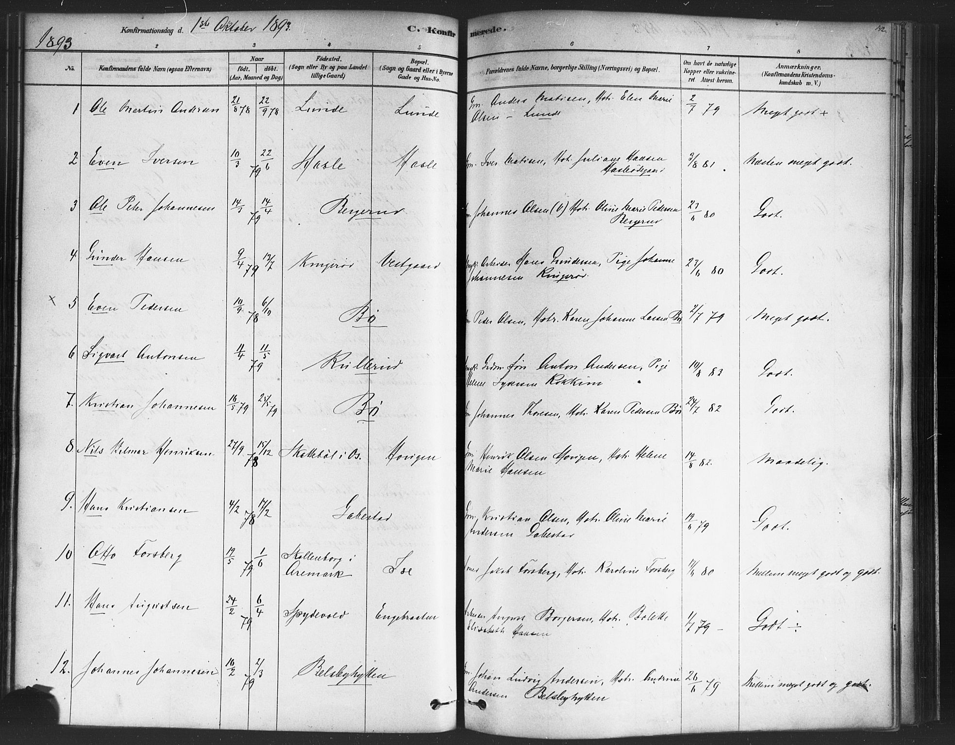 Varteig prestekontor Kirkebøker, SAO/A-10447a/F/Fa/L0002: Parish register (official) no. 2, 1878-1899, p. 142