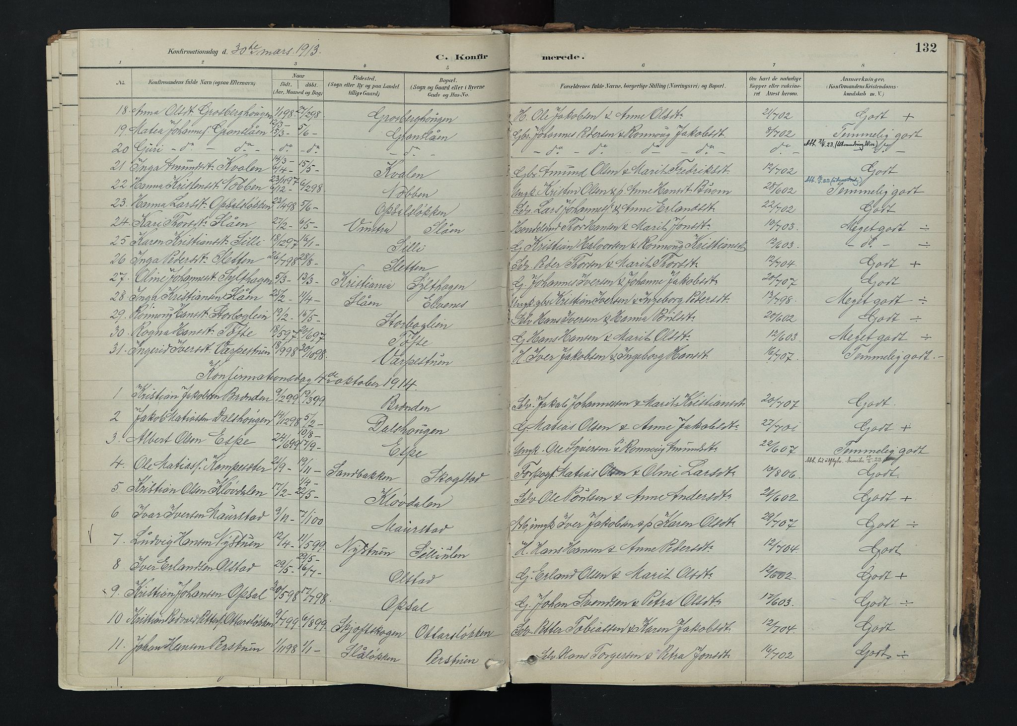 Nord-Fron prestekontor, SAH/PREST-080/H/Ha/Haa/L0005: Parish register (official) no. 5, 1884-1914, p. 132