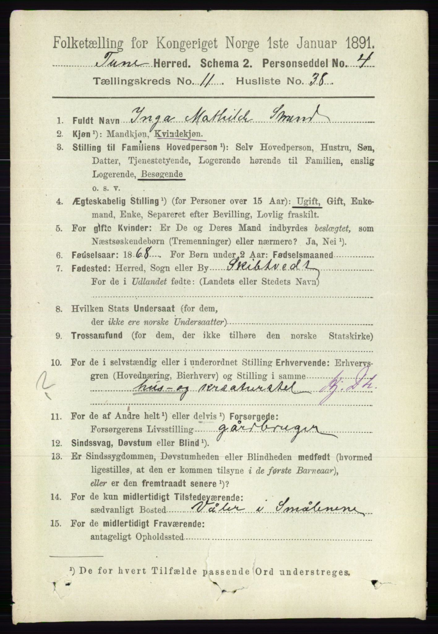 RA, 1891 census for 0130 Tune, 1891, p. 7159