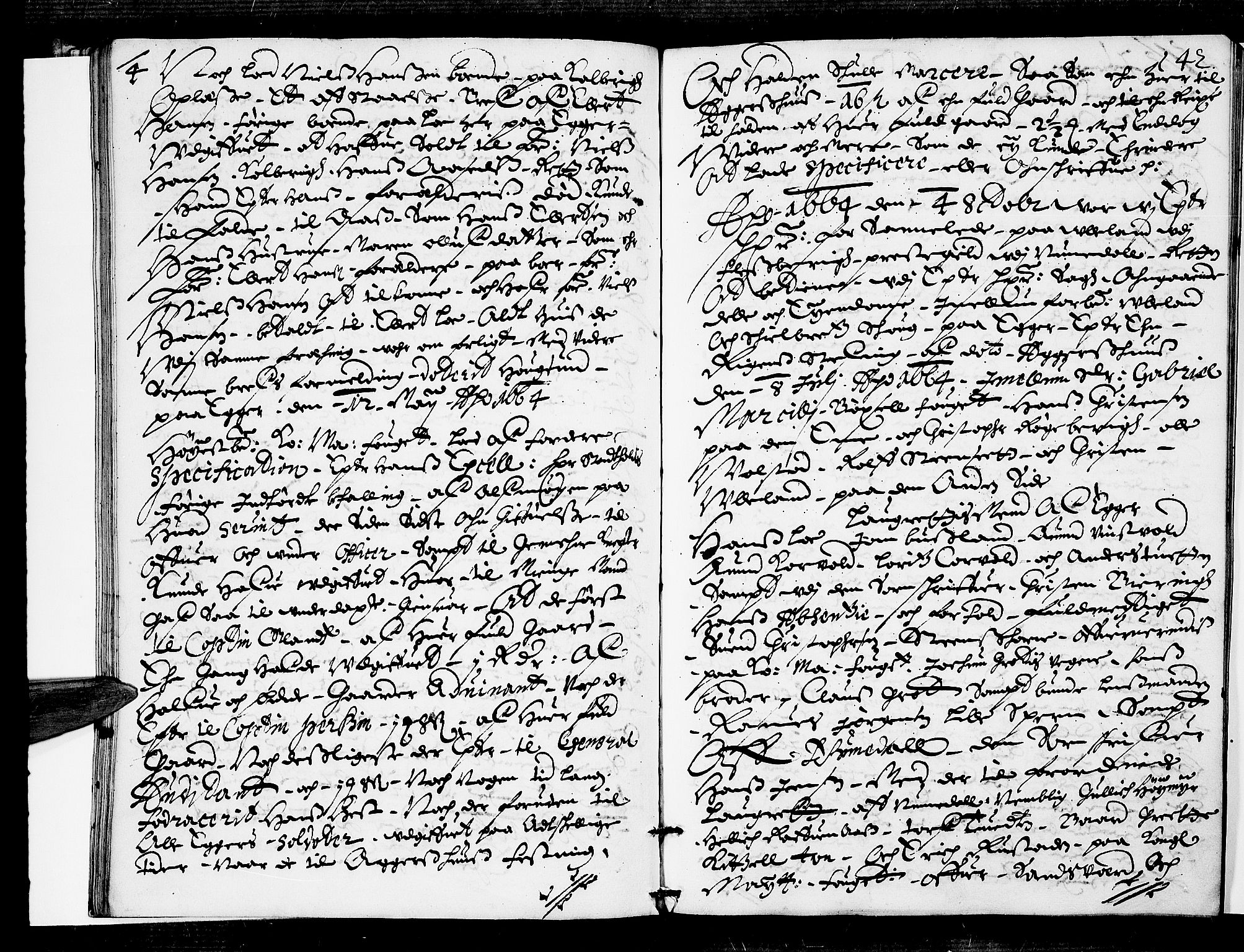Eiker, Modum og Sigdal sorenskriveri, SAKO/A-123/F/Fa/Faa/L0006: Tingbok, 1664, p. 41b-42a