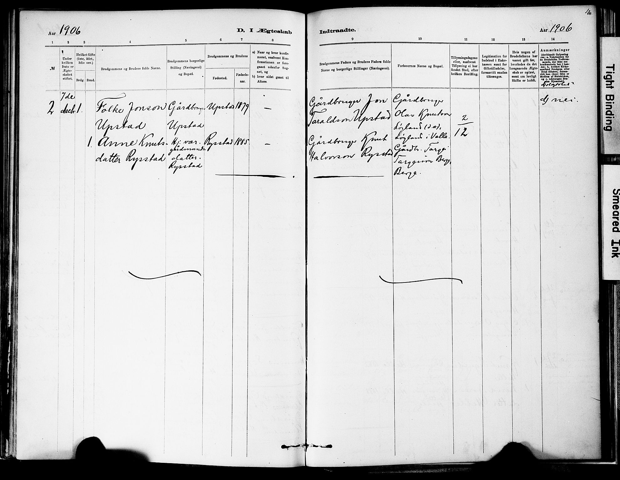 Valle sokneprestkontor, AV/SAK-1111-0044/F/Fa/Fab/L0001: Parish register (official) no. A 1, 1882-1910, p. 130