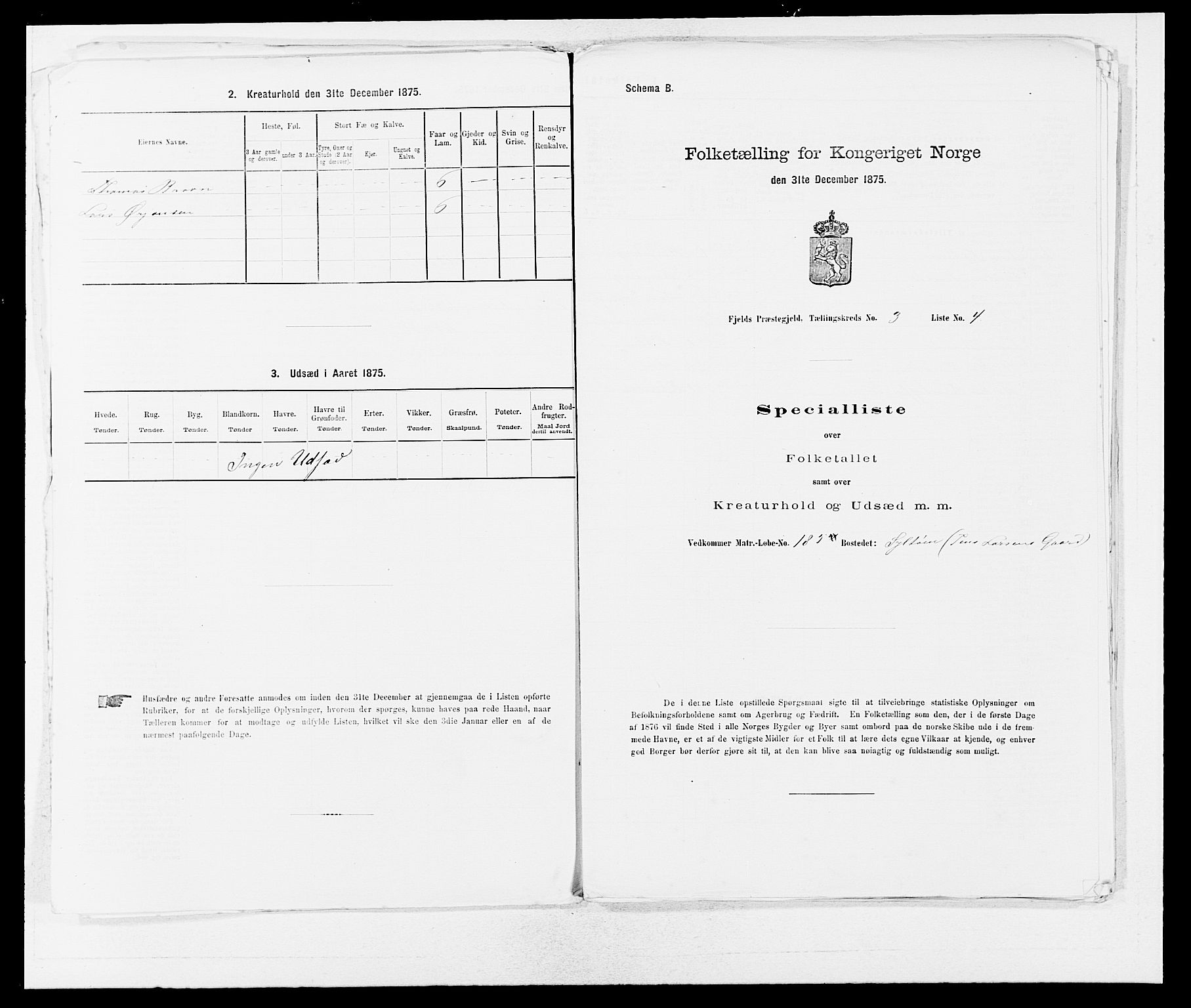 SAB, 1875 census for 1246P Fjell, 1875, p. 295