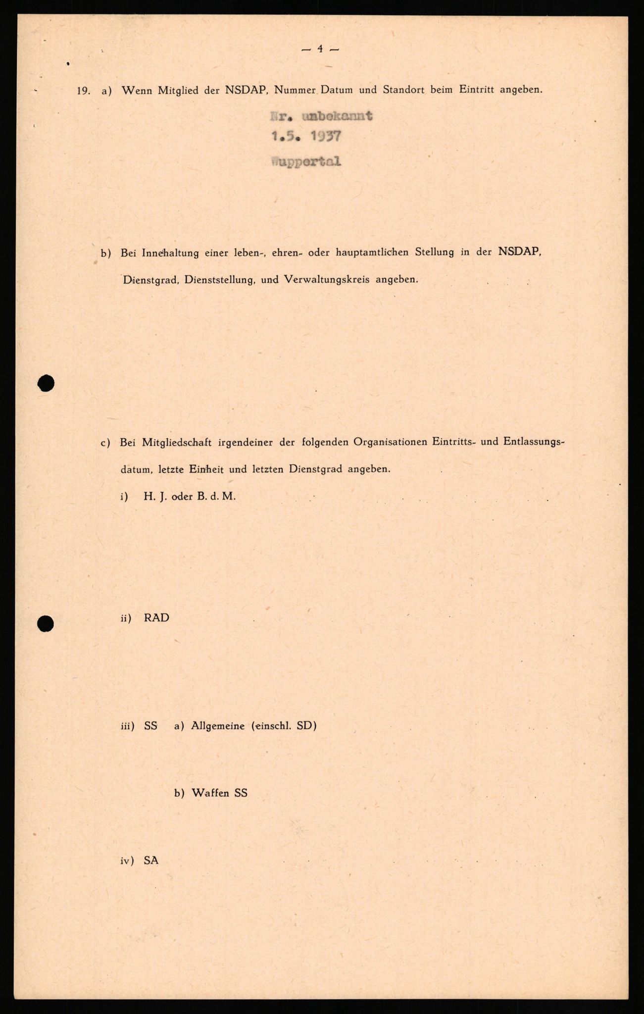 Forsvaret, Forsvarets overkommando II, RA/RAFA-3915/D/Db/L0024: CI Questionaires. Tyske okkupasjonsstyrker i Norge. Tyskere., 1945-1946, p. 410