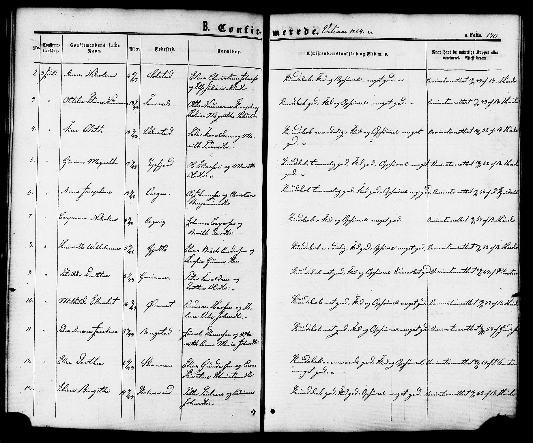 Ministerialprotokoller, klokkerbøker og fødselsregistre - Nordland, AV/SAT-A-1459/810/L0146: Parish register (official) no. 810A08 /1, 1862-1874, p. 140