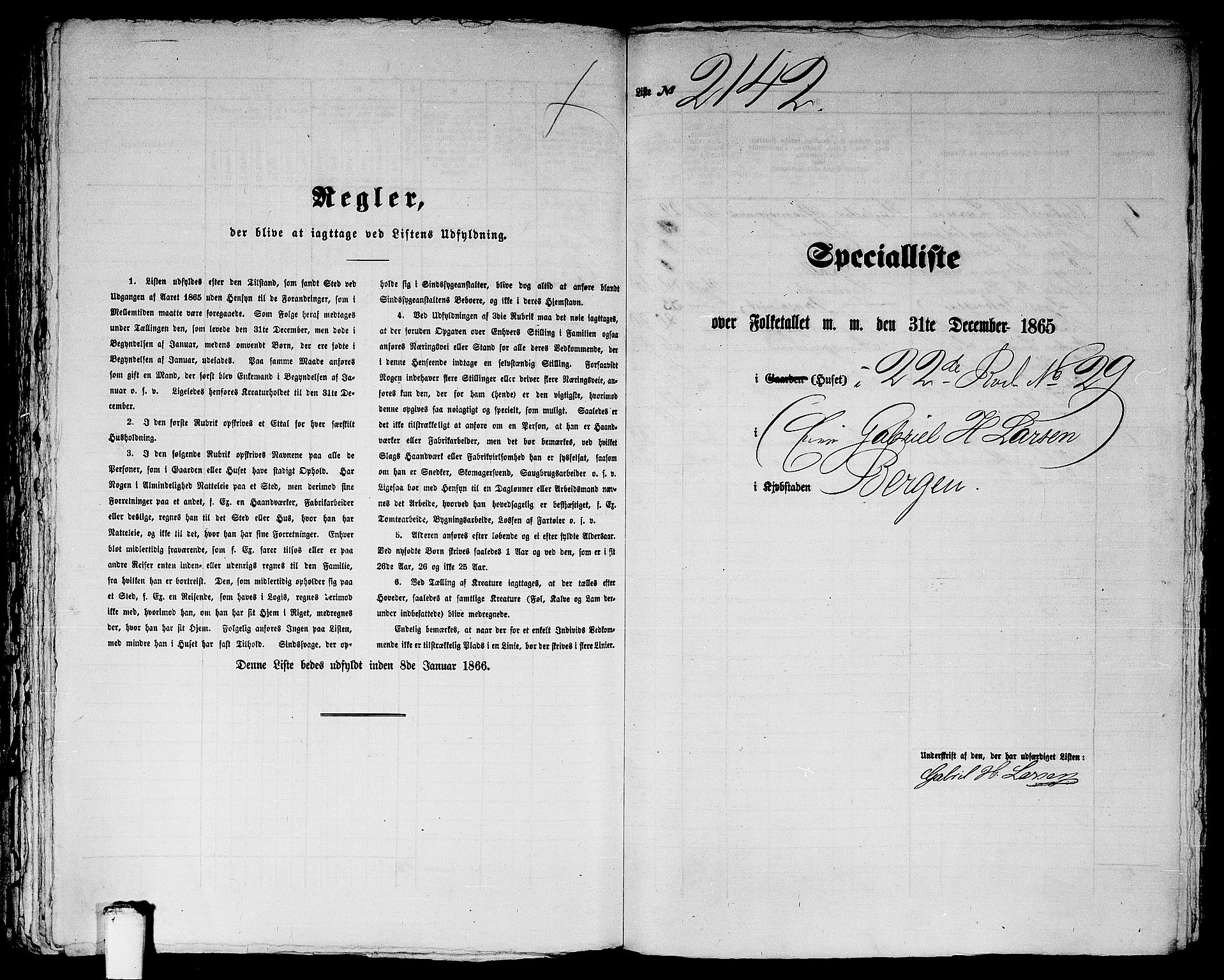 RA, 1865 census for Bergen, 1865, p. 4376