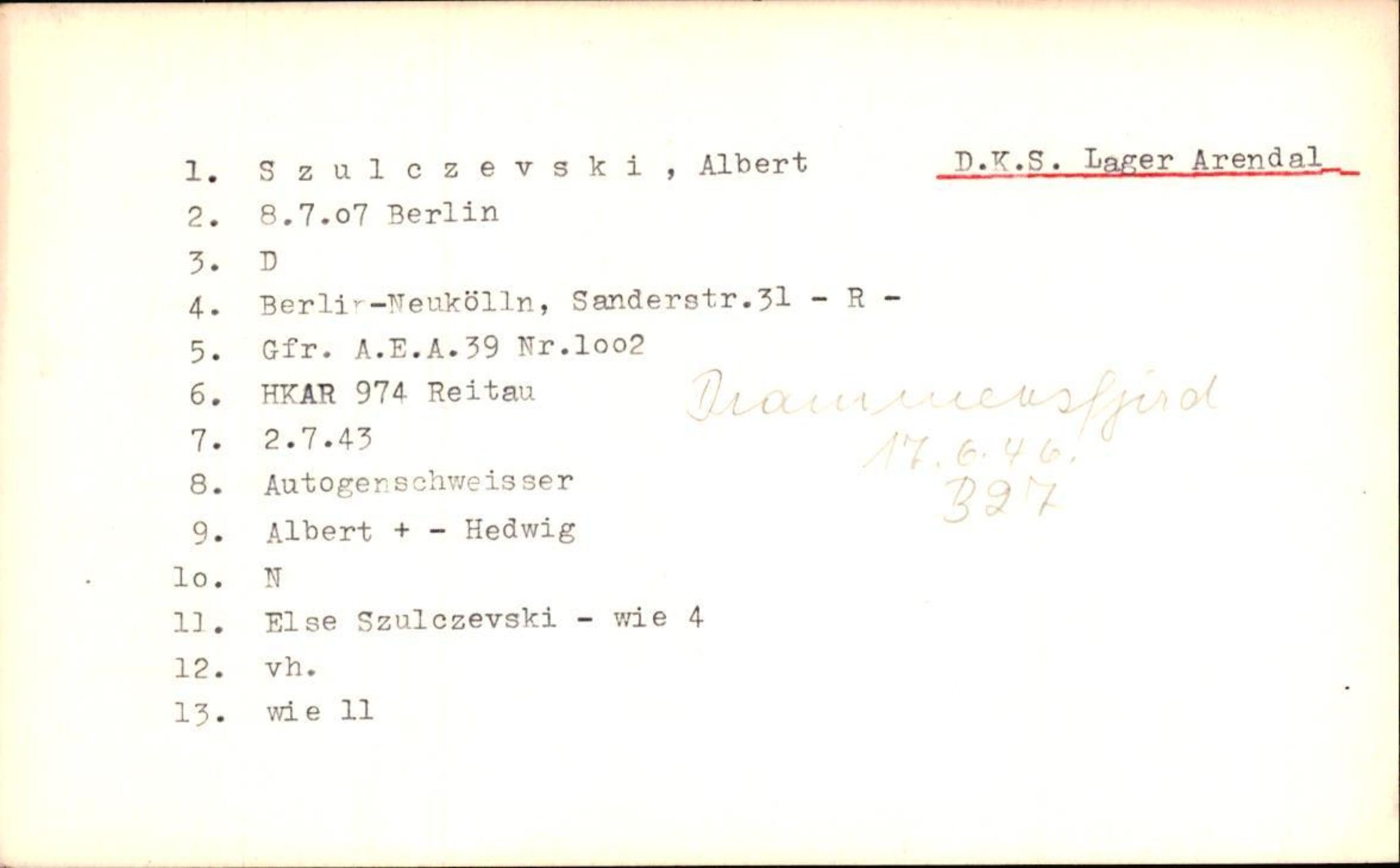 Hjemsendte tyskere , AV/RA-RAFA-6487/D/Db/L0026: Sowinski-Taubeld, 1945-1947, p. 1132