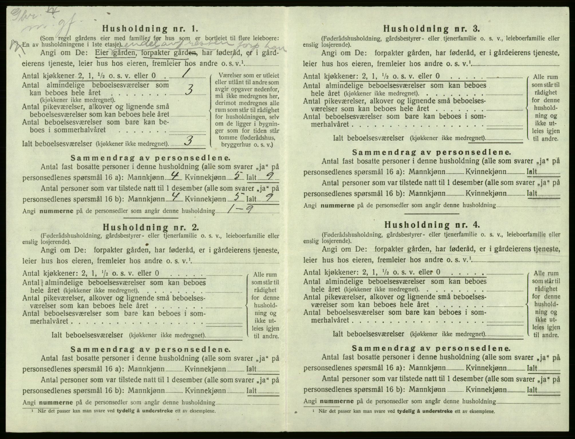 SAB, 1920 census for Kvam, 1920, p. 1121