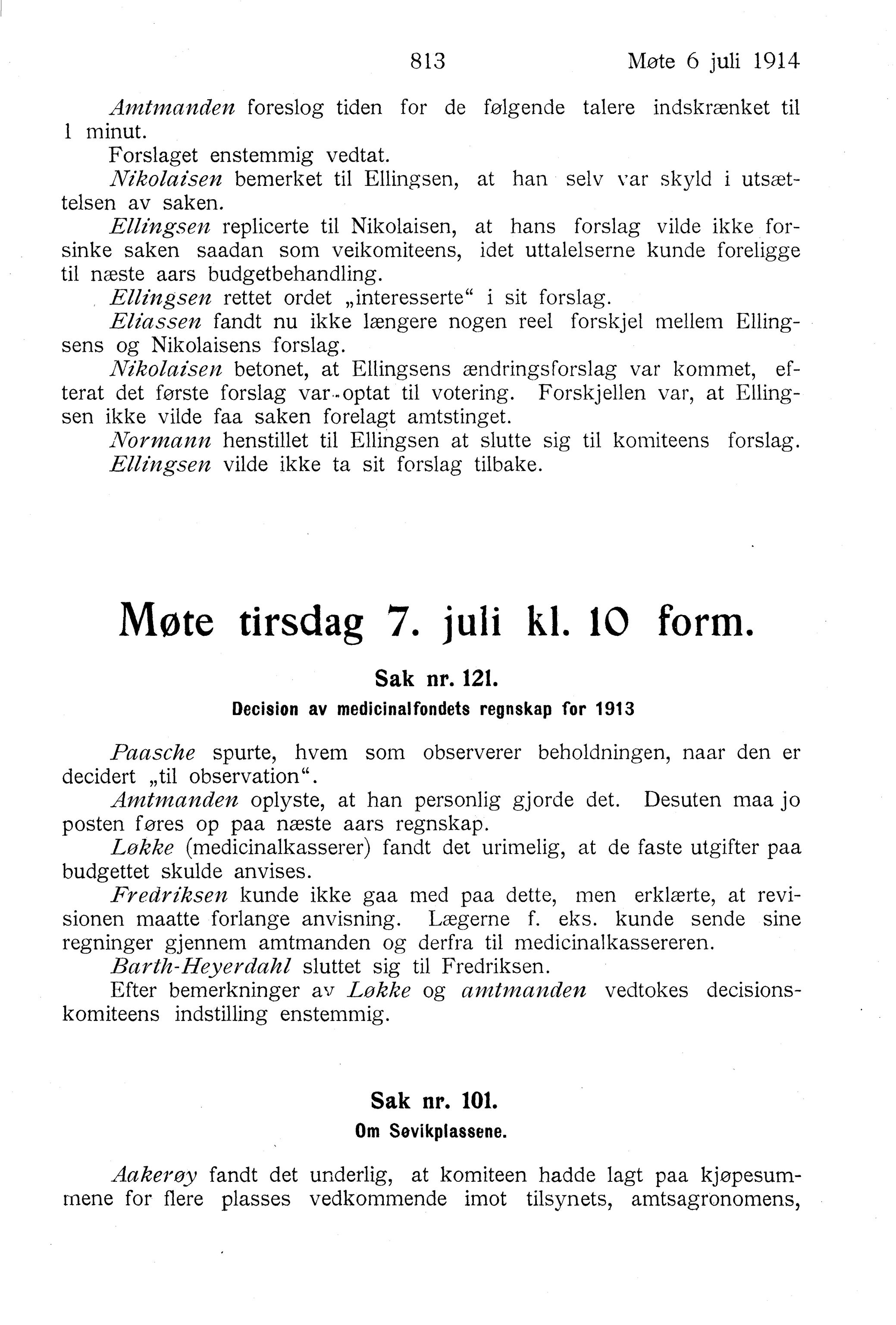 Nordland Fylkeskommune. Fylkestinget, AIN/NFK-17/176/A/Ac/L0037: Fylkestingsforhandlinger 1914, 1914, p. 813