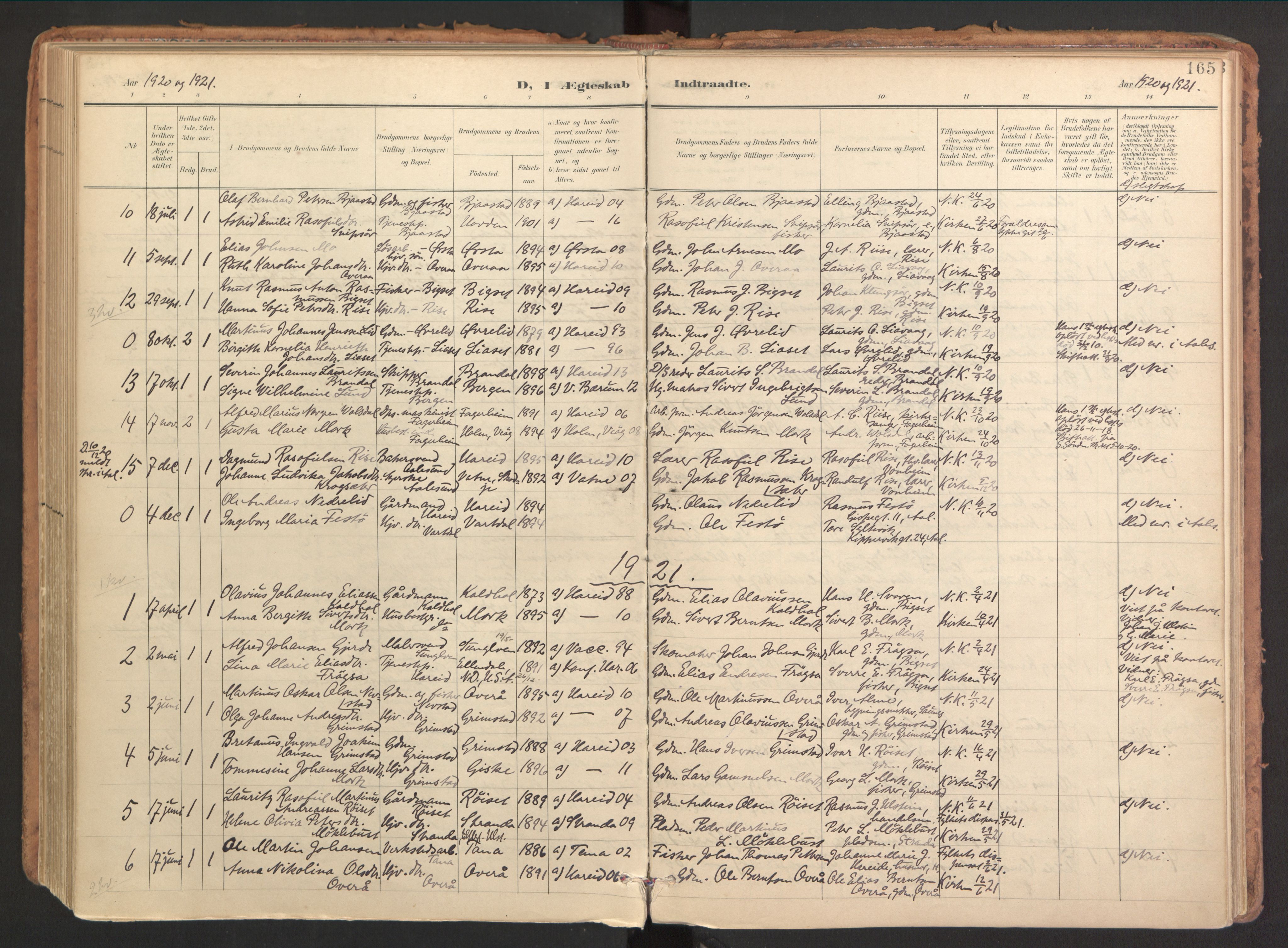 Ministerialprotokoller, klokkerbøker og fødselsregistre - Møre og Romsdal, SAT/A-1454/510/L0123: Parish register (official) no. 510A03, 1898-1922, p. 165