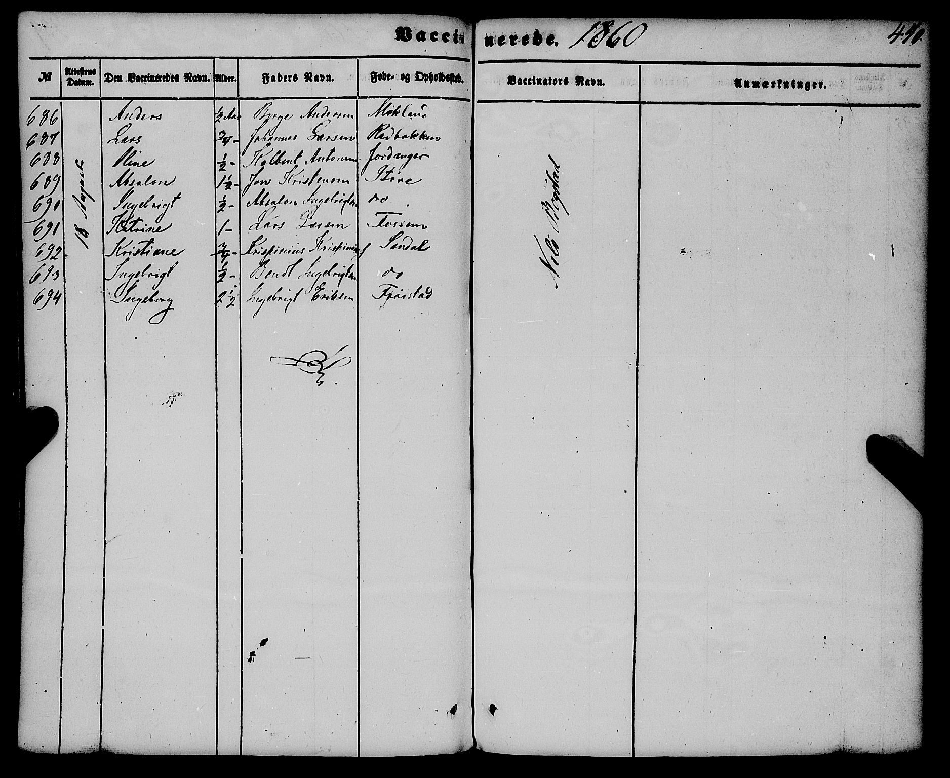 Gloppen sokneprestembete, AV/SAB-A-80101/H/Haa/Haaa/L0009: Parish register (official) no. A 9, 1855-1870, p. 440