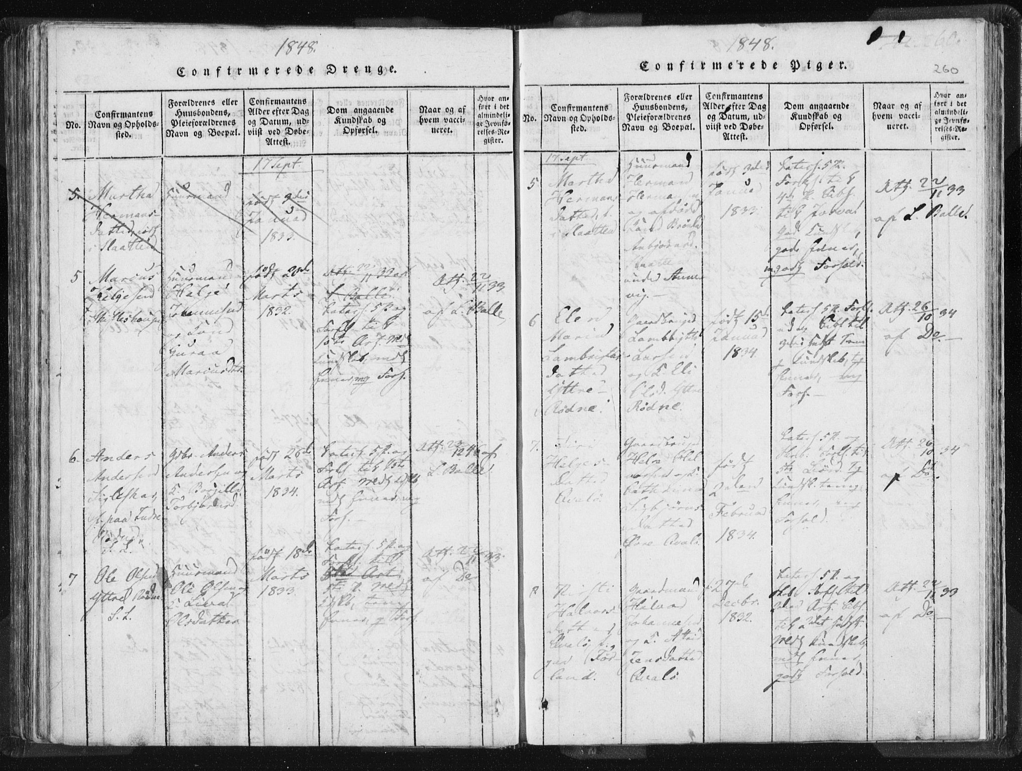 Vikedal sokneprestkontor, AV/SAST-A-101840/01/IV: Parish register (official) no. A 5, 1817-1850, p. 260