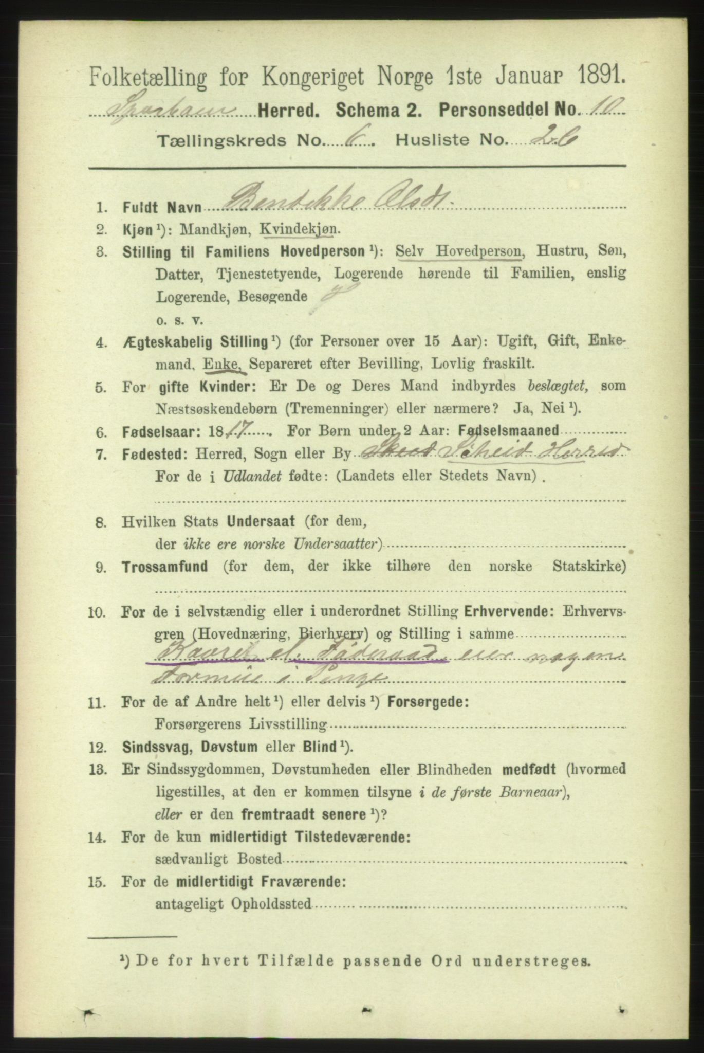 RA, 1891 census for 1731 Sparbu, 1891, p. 2321