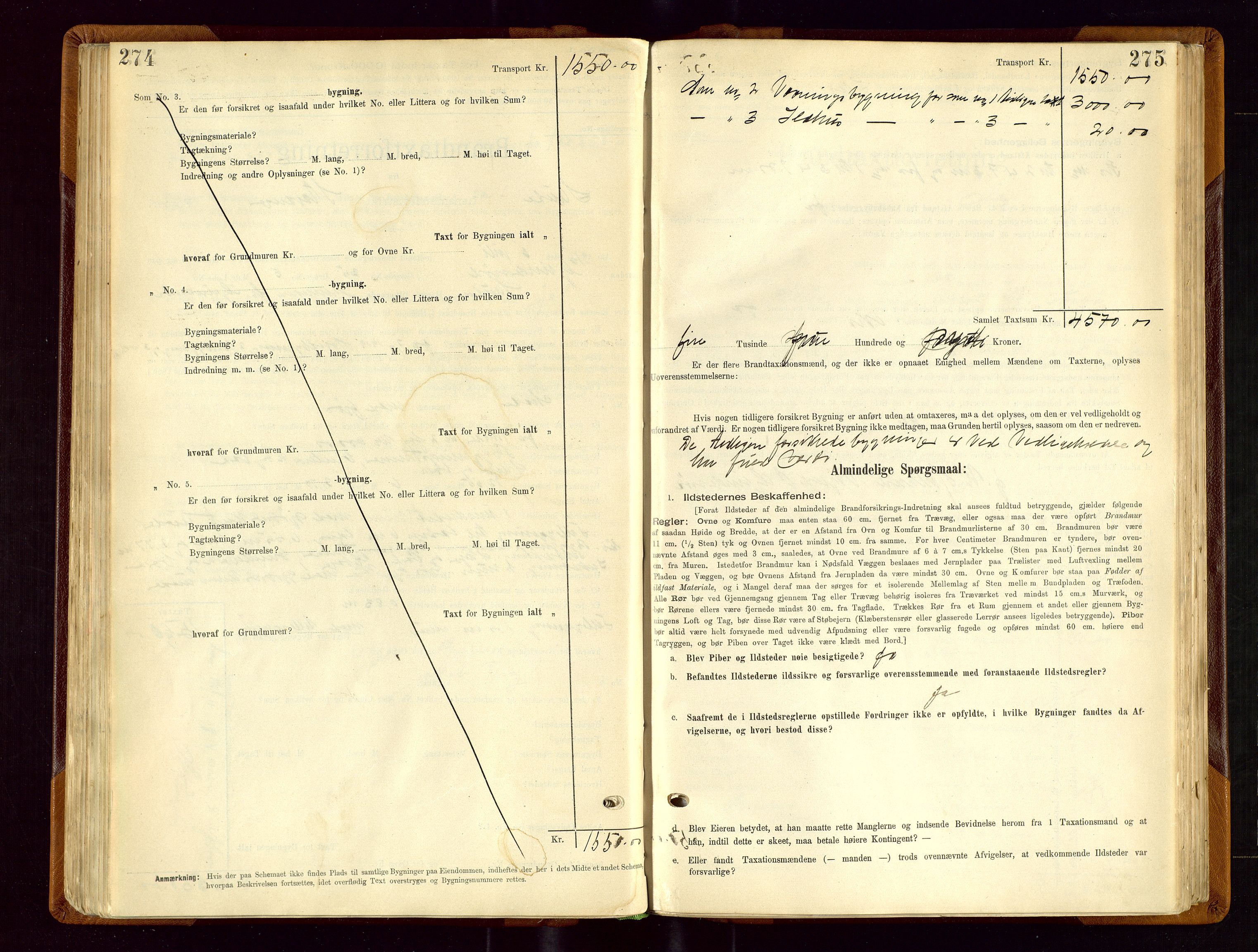Sauda lensmannskontor, SAST/A-100177/Gob/L0001: Branntakstprotokoll - skjematakst, 1894-1914, p. 274-275