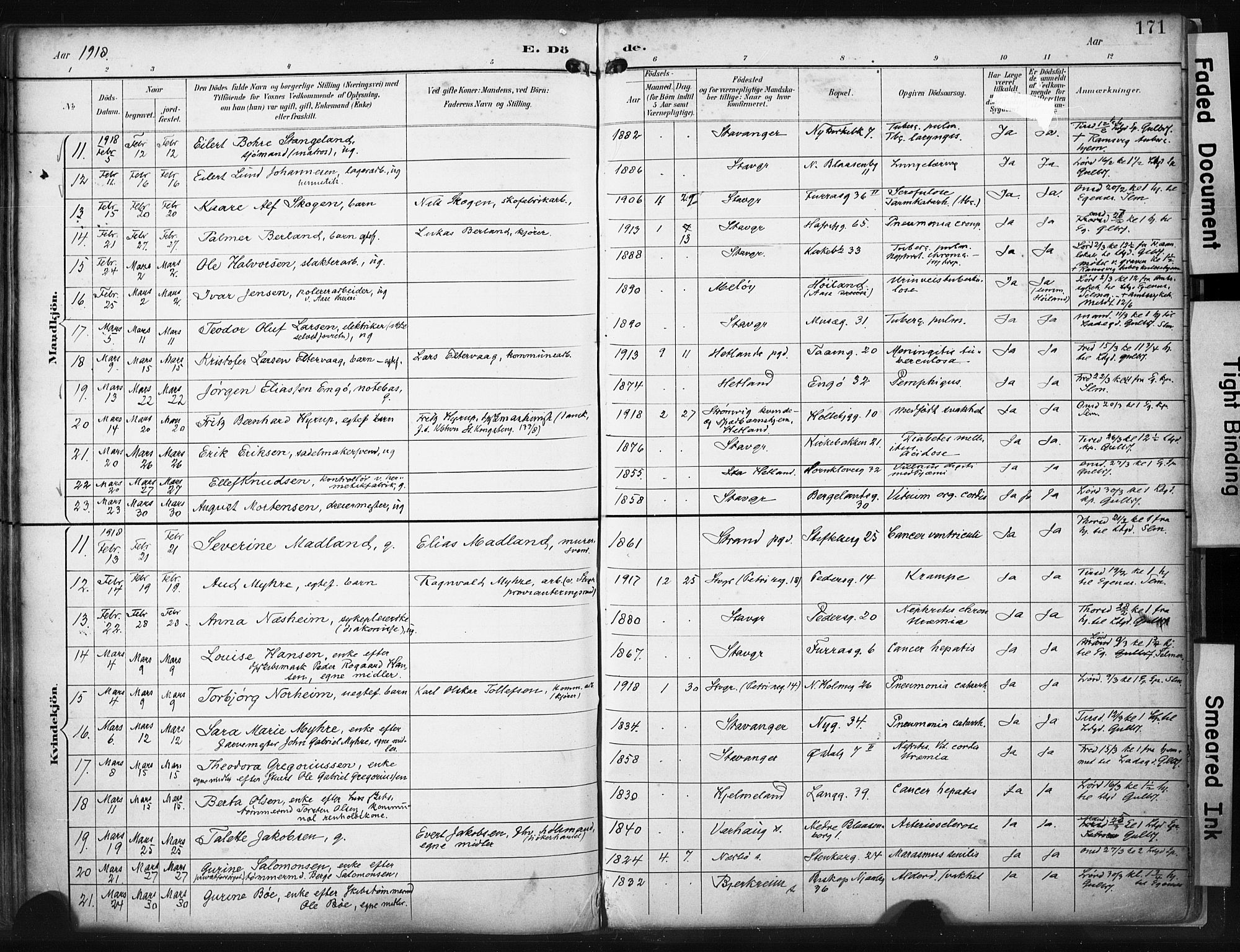 St. Petri sokneprestkontor, AV/SAST-A-101813/001/30/30BA/L0022: Parish register (official) no. A 22, 1895-1919, p. 171