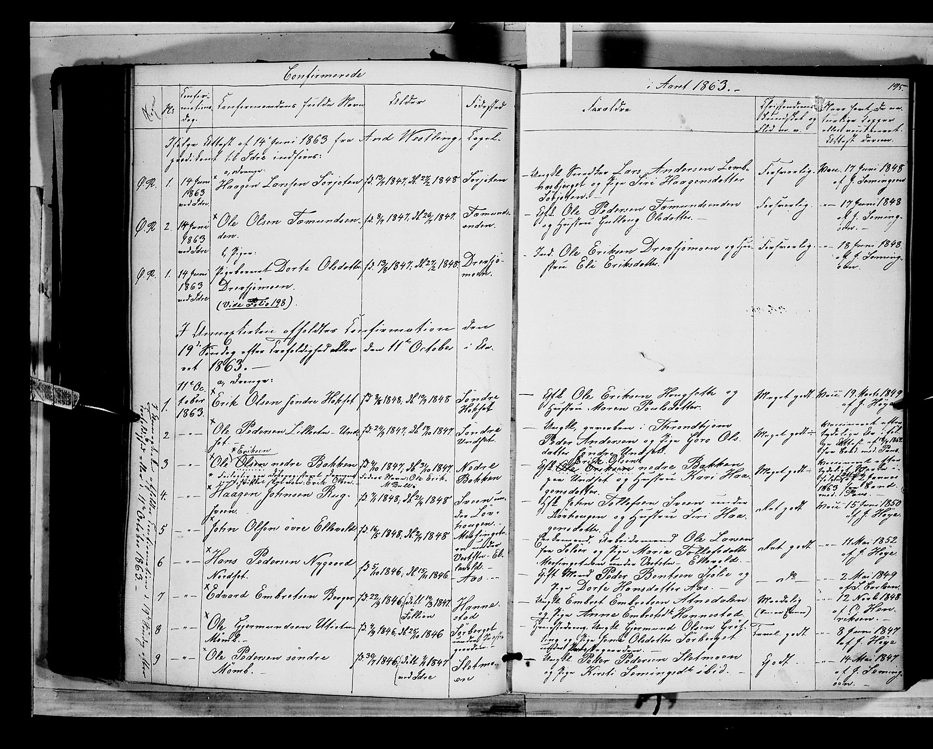 Rendalen prestekontor, SAH/PREST-054/H/Ha/Haa/L0005: Parish register (official) no. 5, 1853-1866, p. 195