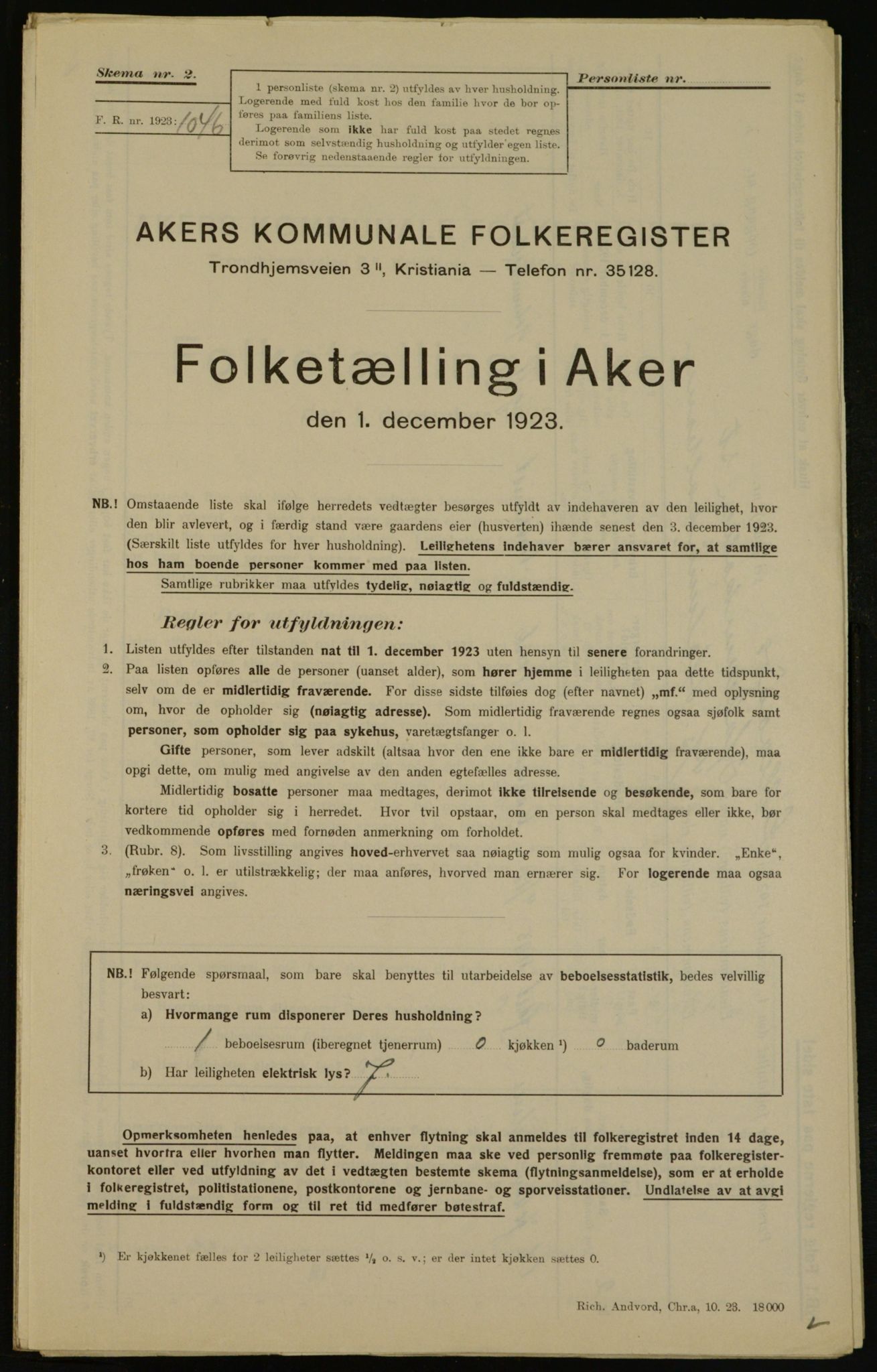 , Municipal Census 1923 for Aker, 1923, p. 14362