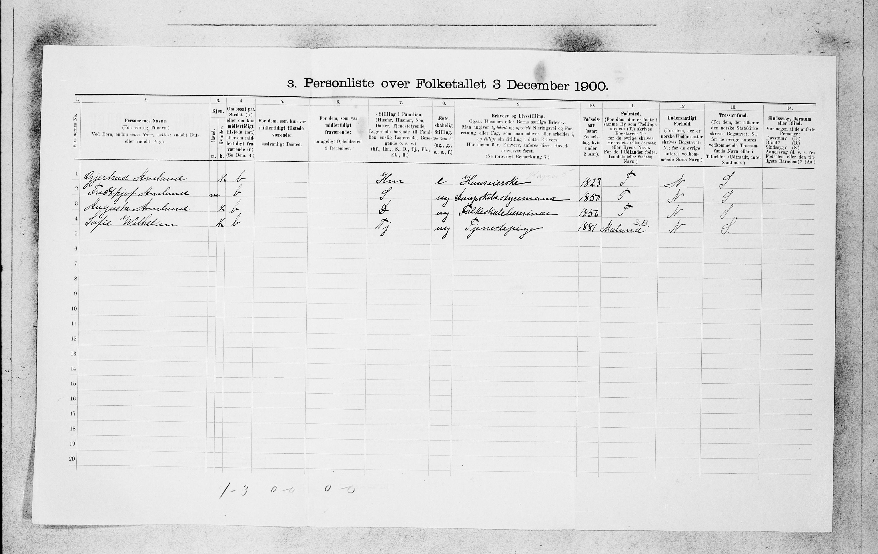 SAB, 1900 census for Bergen, 1900, p. 5413