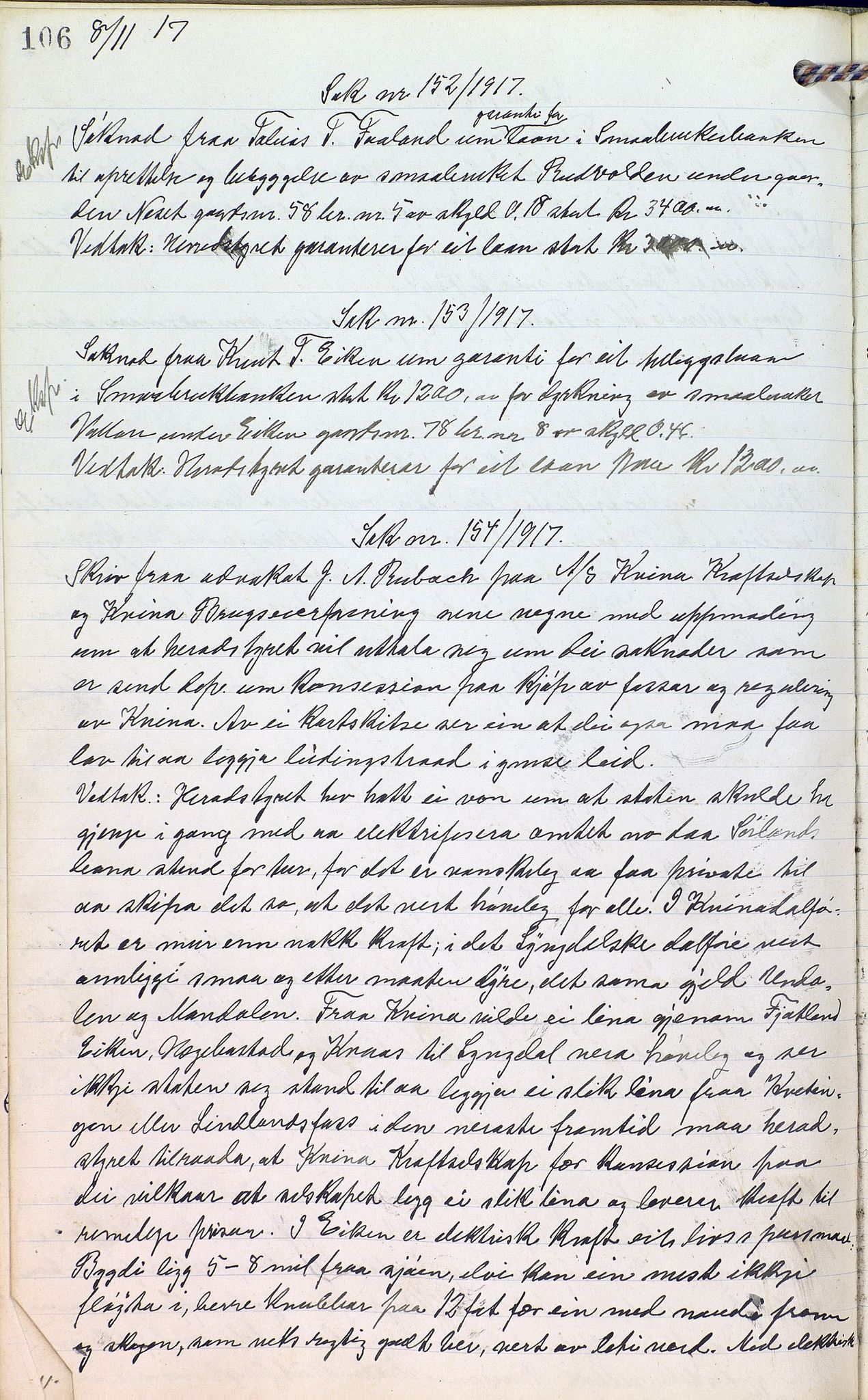 Eiken kommune - Formannskapet, ARKSOR/1034EI120/A/L0001: Møtebok, 1916-1925, p. 106